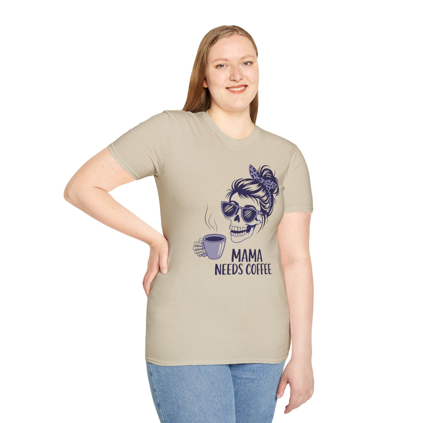 Mama Needs Coffee Unisex Softstyle T-Shirt - Fun Casual Tee for Coffee Lovers
