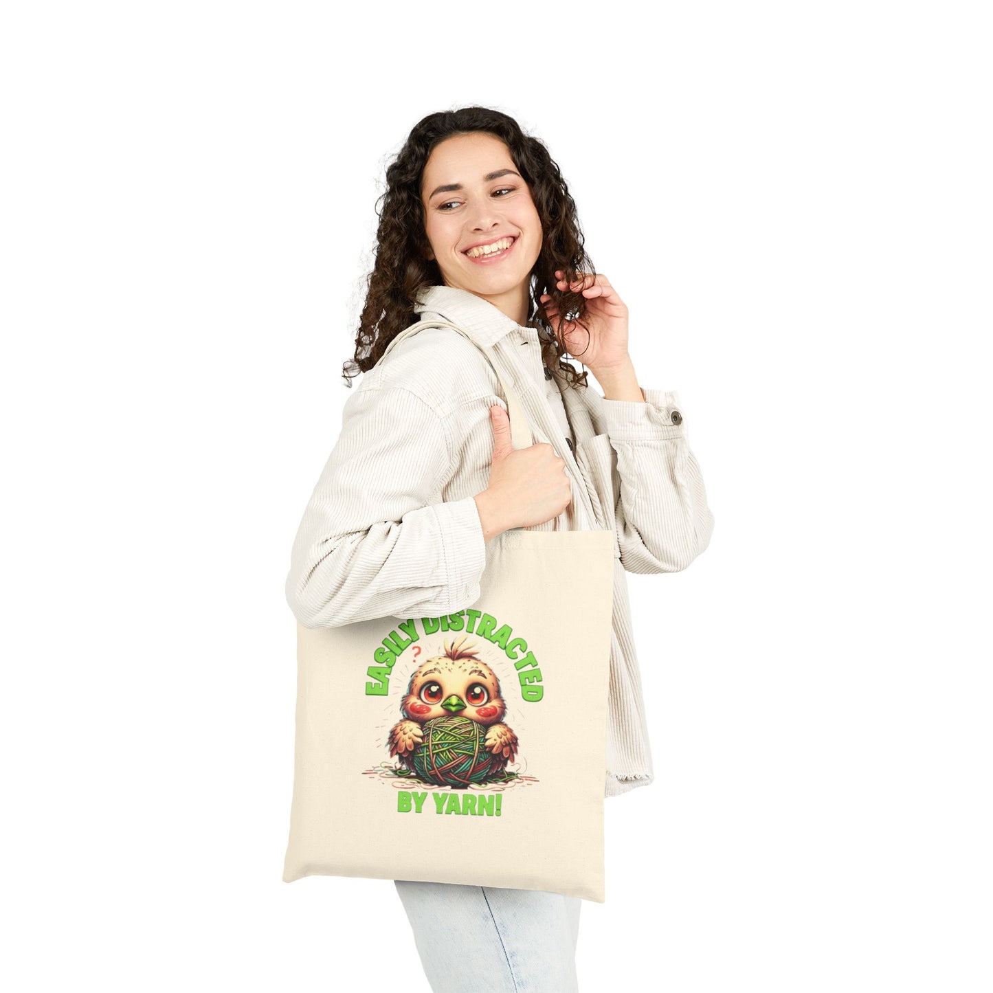 Adorable Cotton Canvas Tote Bag - Easily Distracted Sloth Design, Eco-Friendly Shopping Bag, Cute Gift for Animal Lovers, Everyday Use