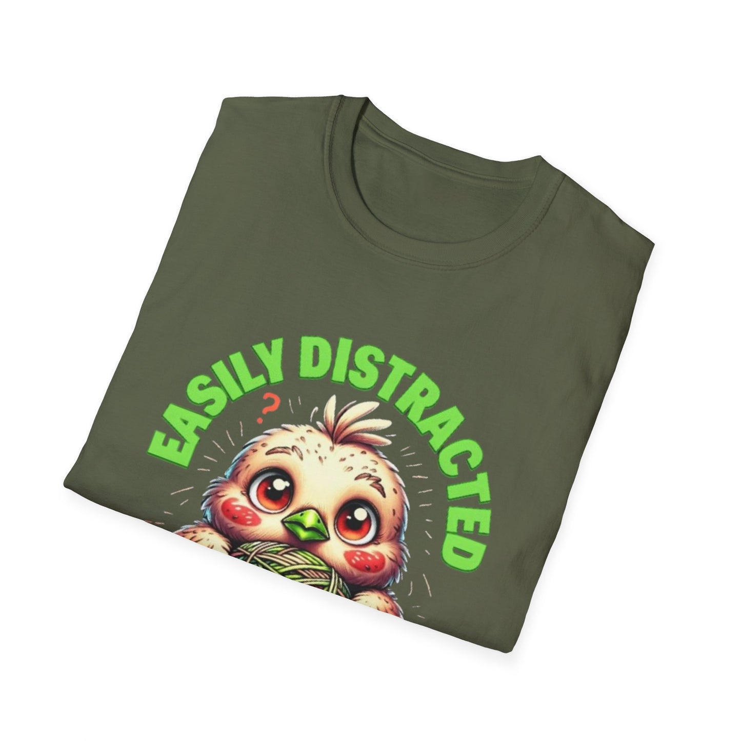 Easily Distracted by Yarn T-Shirt – Cute Unisex Softstyle Tee for Crafters
