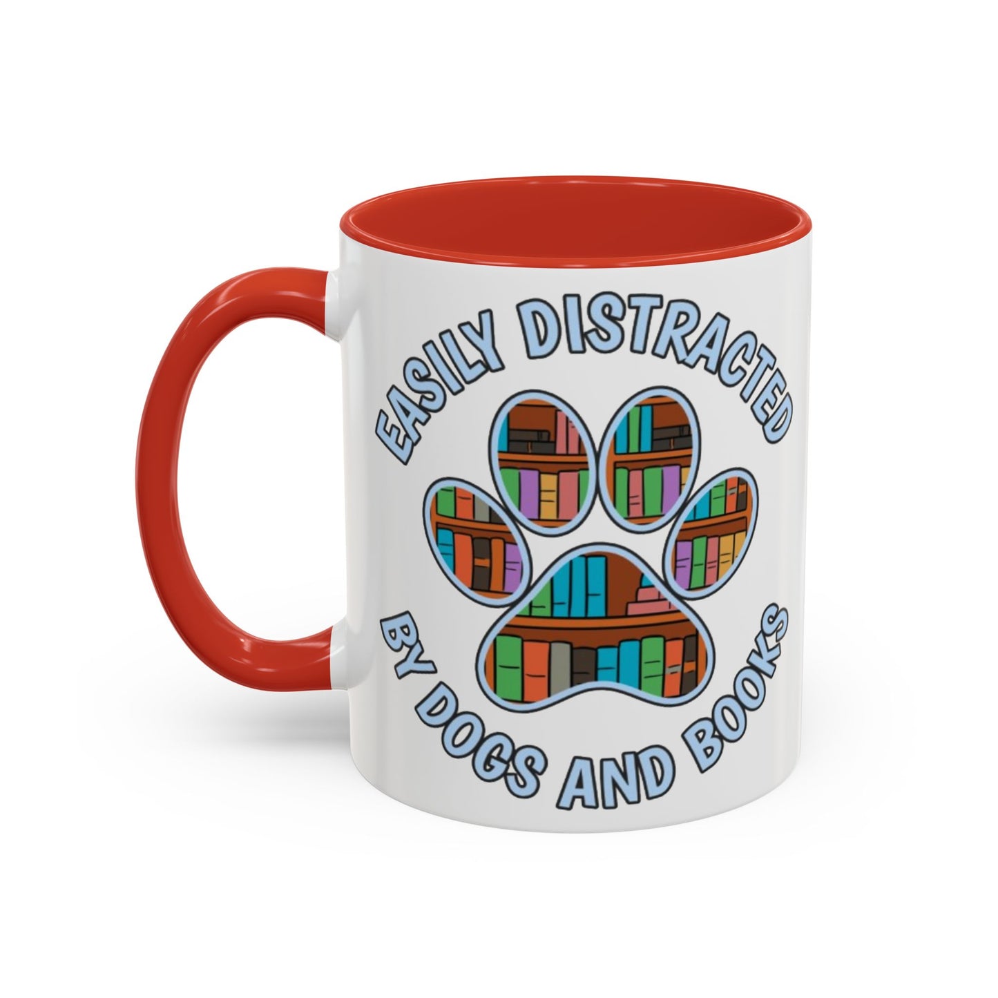 Easily Distracted Coffee Mug | Book Lovers Gift, Dog Owners Mug, Dog and Book Lover, Home Office Decor, Pet Lover Coffee Cup