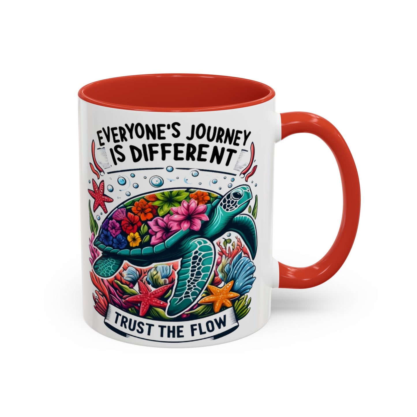 Colorful Inspirational Coffee Mug, Ocean Theme Mug, Motivational Drinkware, Turtle Design, Gift for Nature Lovers