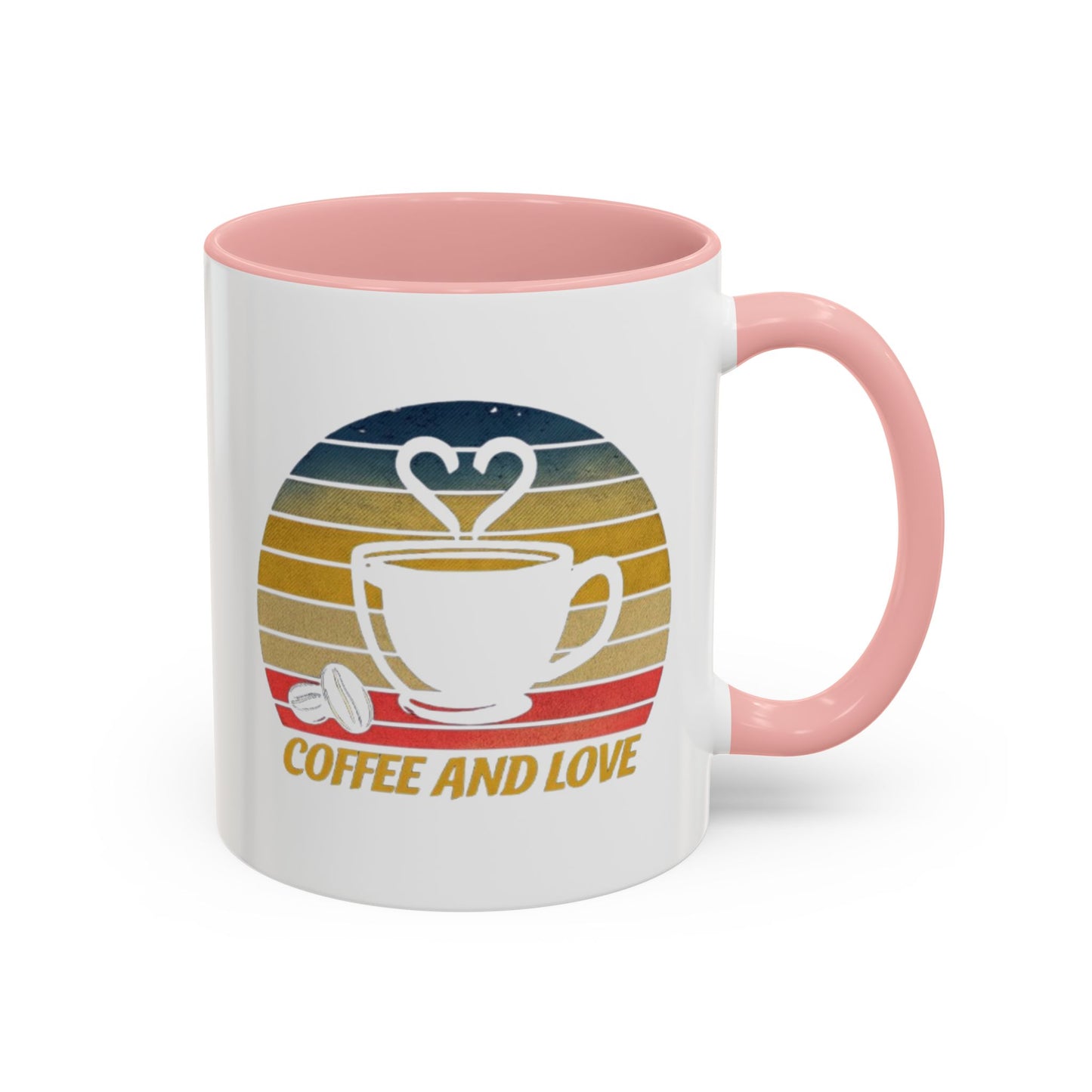 Retro Coffee and Love Mug - 11 or 15oz Accent Mug for Coffee Lovers