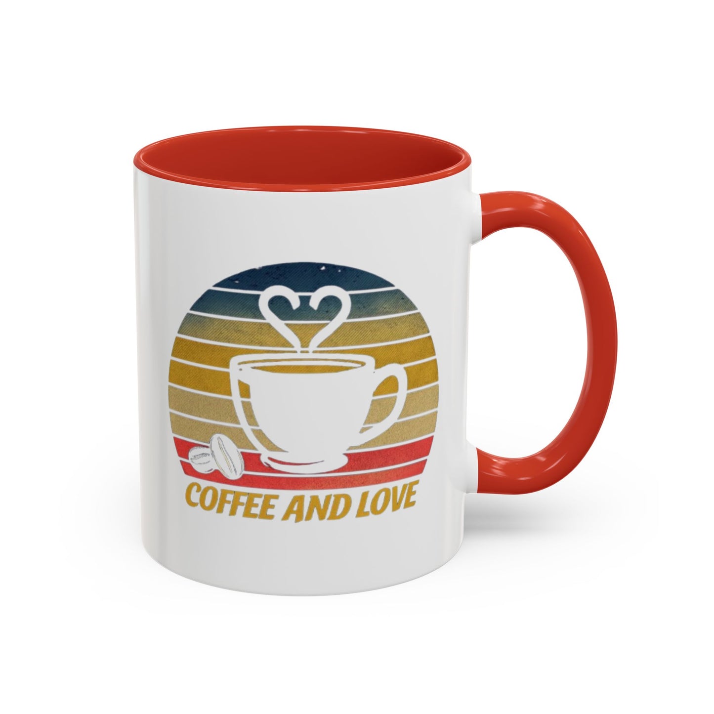 Retro Coffee and Love Mug - 11 or 15oz Accent Mug for Coffee Lovers