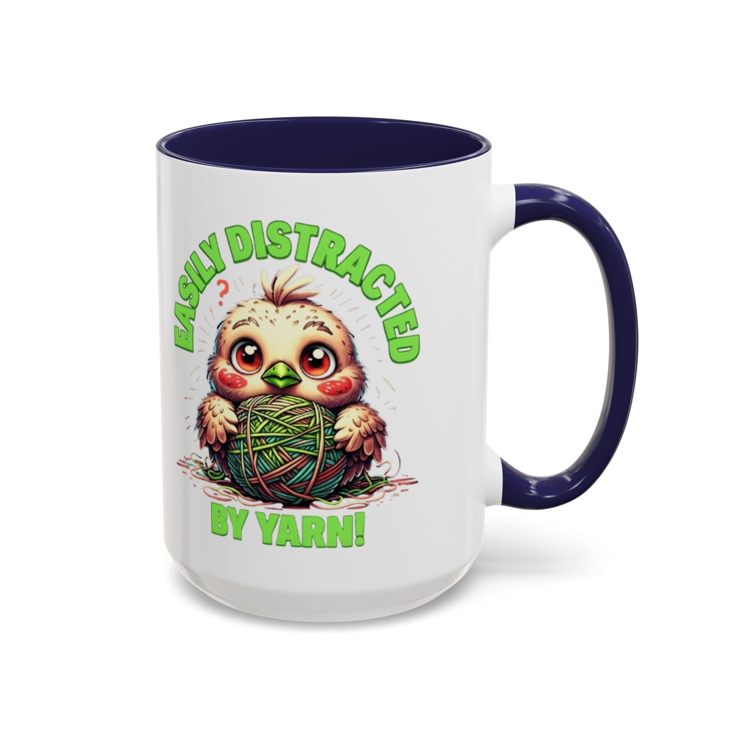 Easily Distracted Yarn Coffee Mug | Cute Animal Mug, Funny Gift for Knitters, Coffee Lover Gift, Unique Mugs for Crafters, Yarn Lover's Mug