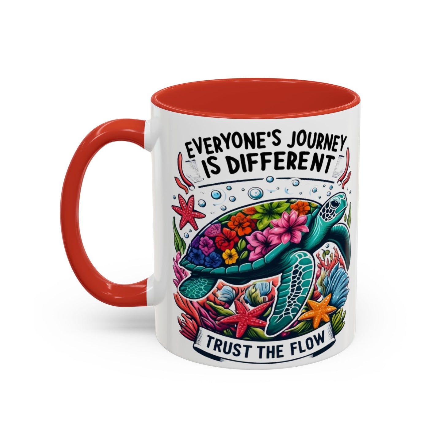 Colorful Inspirational Coffee Mug, Ocean Theme Mug, Motivational Drinkware, Turtle Design, Gift for Nature Lovers