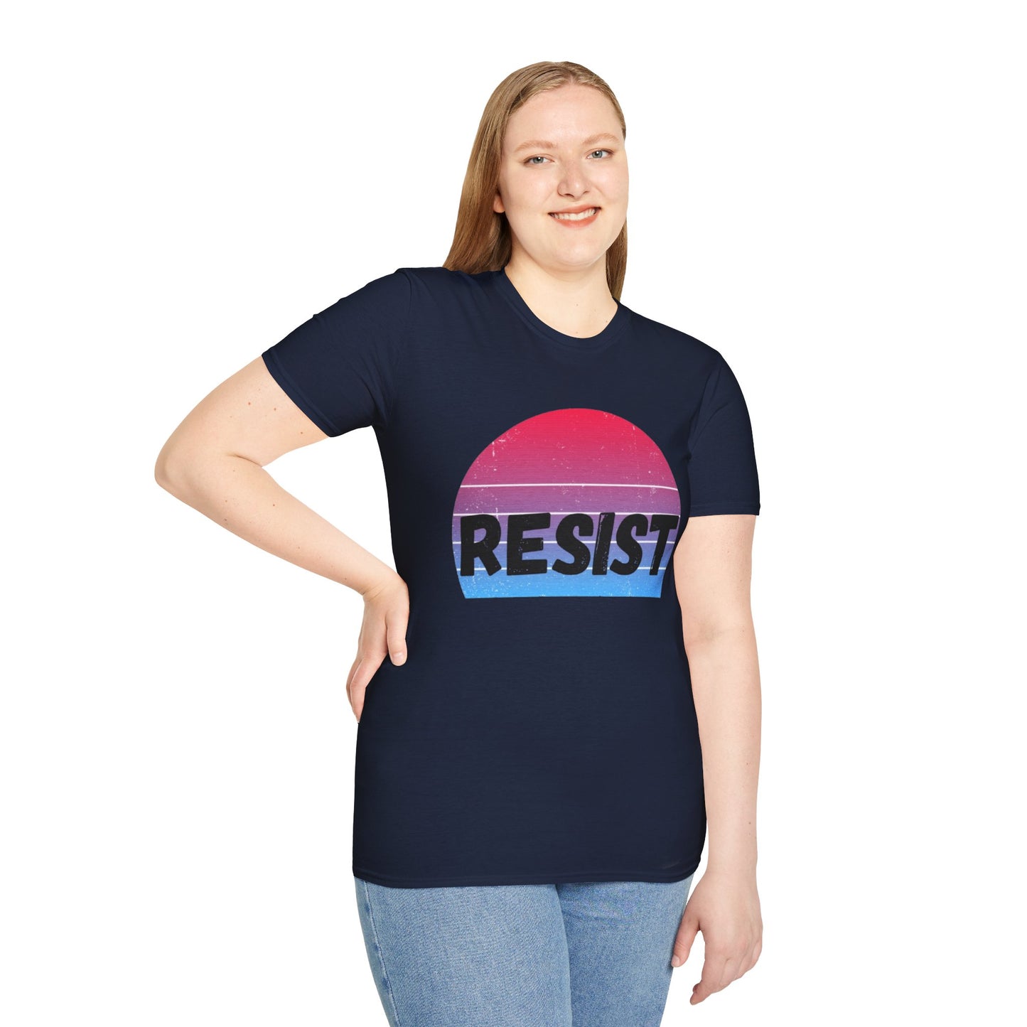 Retro Resist Unisex Softstyle T-Shirt - Bold Graphic Tee for Activists