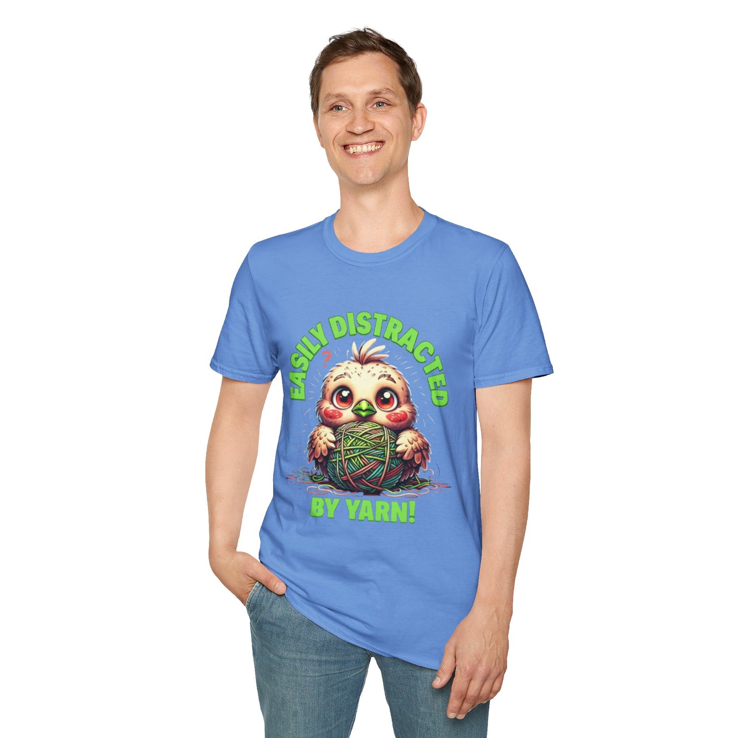 Easily Distracted by Yarn T-Shirt – Cute Unisex Softstyle Tee for Crafters