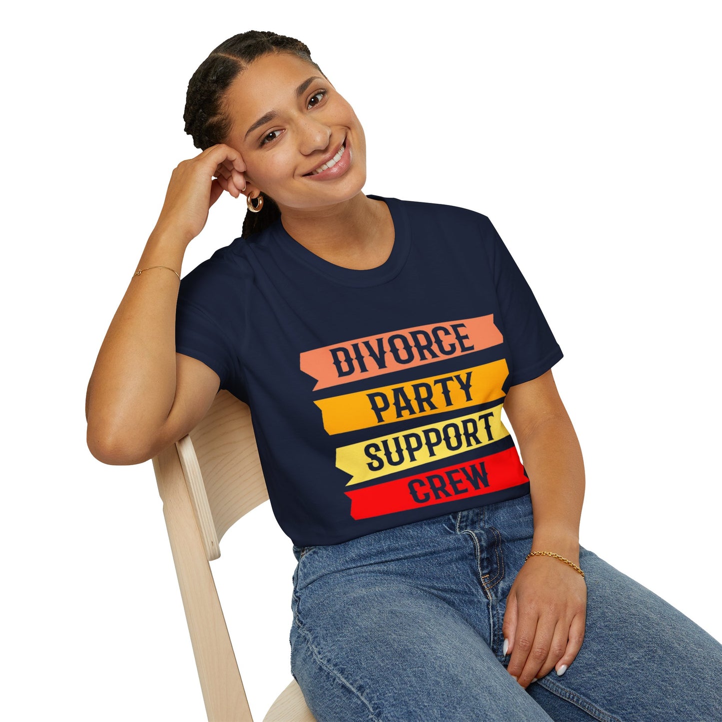 Divorce Party Support Crew T-Shirt | Unisex Softstyle Tee for Celebrating New Beginnings