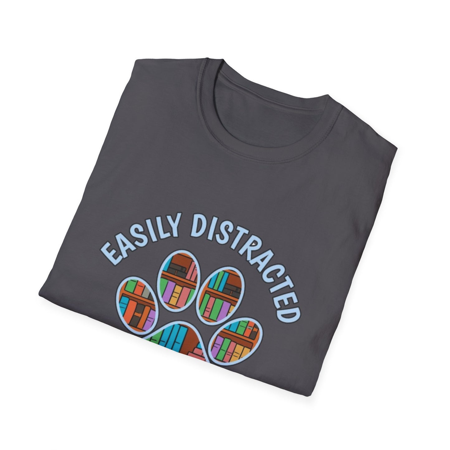 Easily Distracted by Dogs and Books T-Shirt | Unisex Softstyle Tee for Book Lovers, Dog Owners, Pet Lovers, Gifts for Readers, Cute [...]