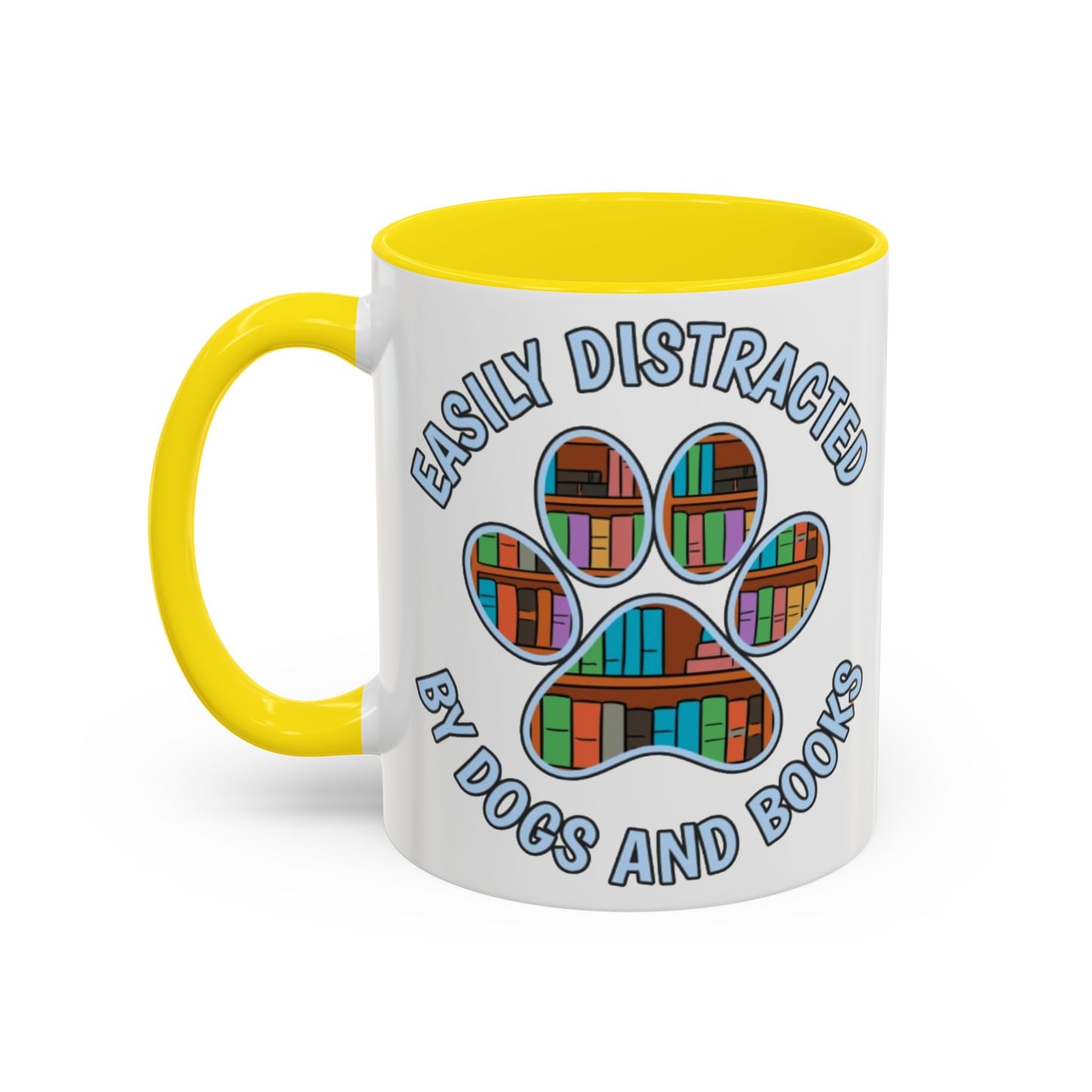 Easily Distracted Coffee Mug | Book Lovers Gift, Dog Owners Mug, Dog and Book Lover, Home Office Decor, Pet Lover Coffee Cup