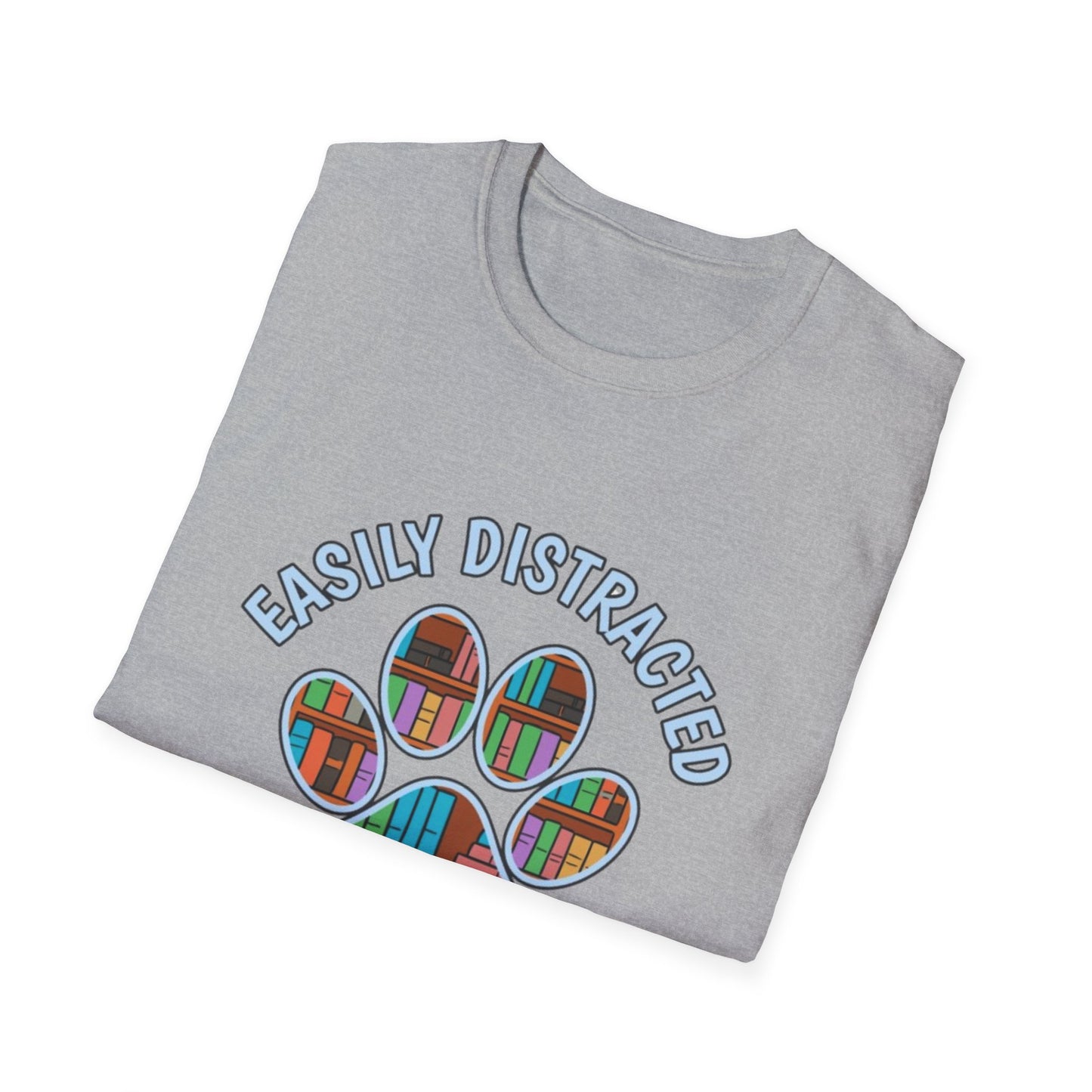 Easily Distracted by Dogs and Books T-Shirt | Unisex Softstyle Tee for Book Lovers, Dog Owners, Pet Lovers, Gifts for Readers, Cute [...]