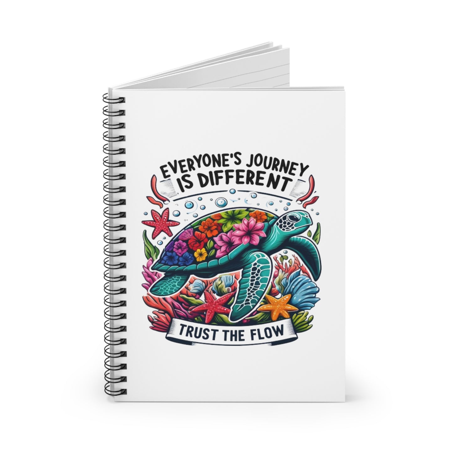 Tropical Turtle Spiral Notebook - Trust the Flow, Inspirational Gifts, Journals for Students, Cute Stationery, Eco-Friendly Notebooks