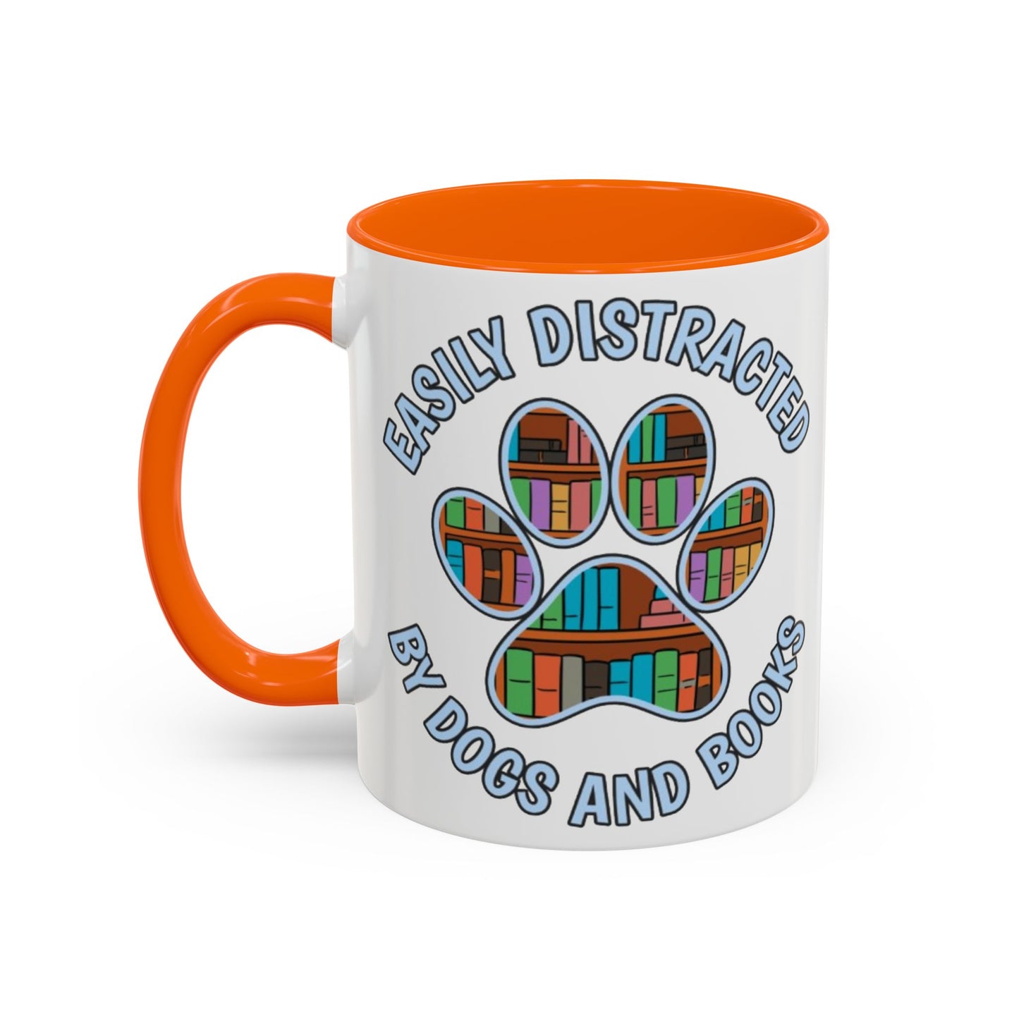 Easily Distracted Coffee Mug | Book Lovers Gift, Dog Owners Mug, Dog and Book Lover, Home Office Decor, Pet Lover Coffee Cup