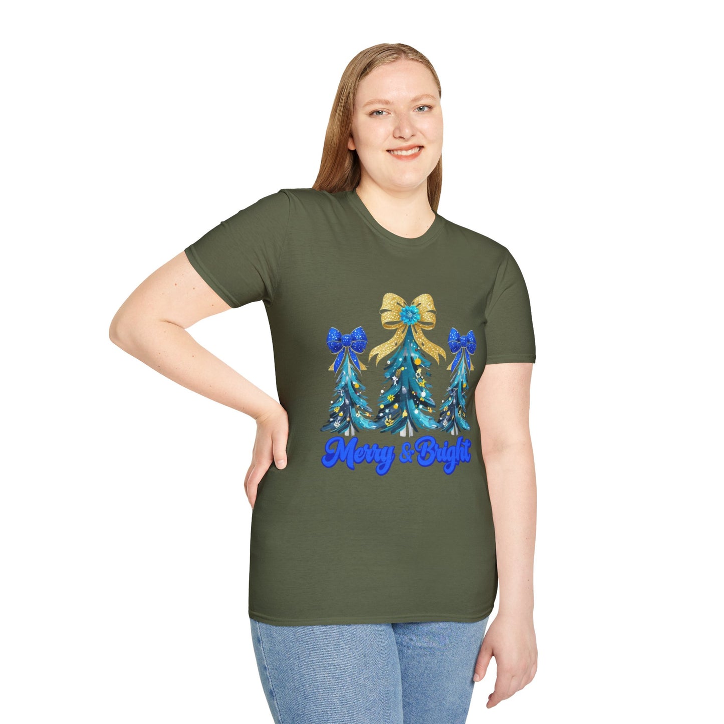 Merry & Bright Christmas T-Shirt, Unisex Holiday Tee, Festive Apparel, Christmas Party Shirt, Gift for Him or Her