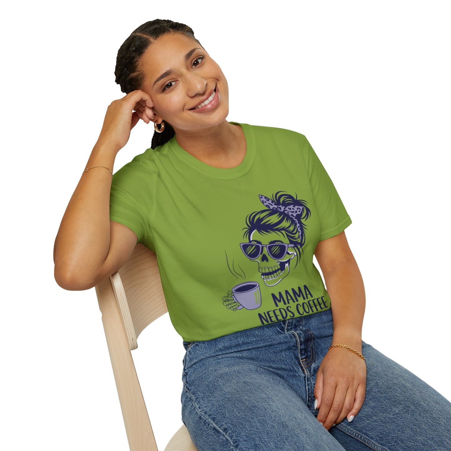 Mama Needs Coffee Unisex Softstyle T-Shirt - Fun Casual Tee for Coffee Lovers