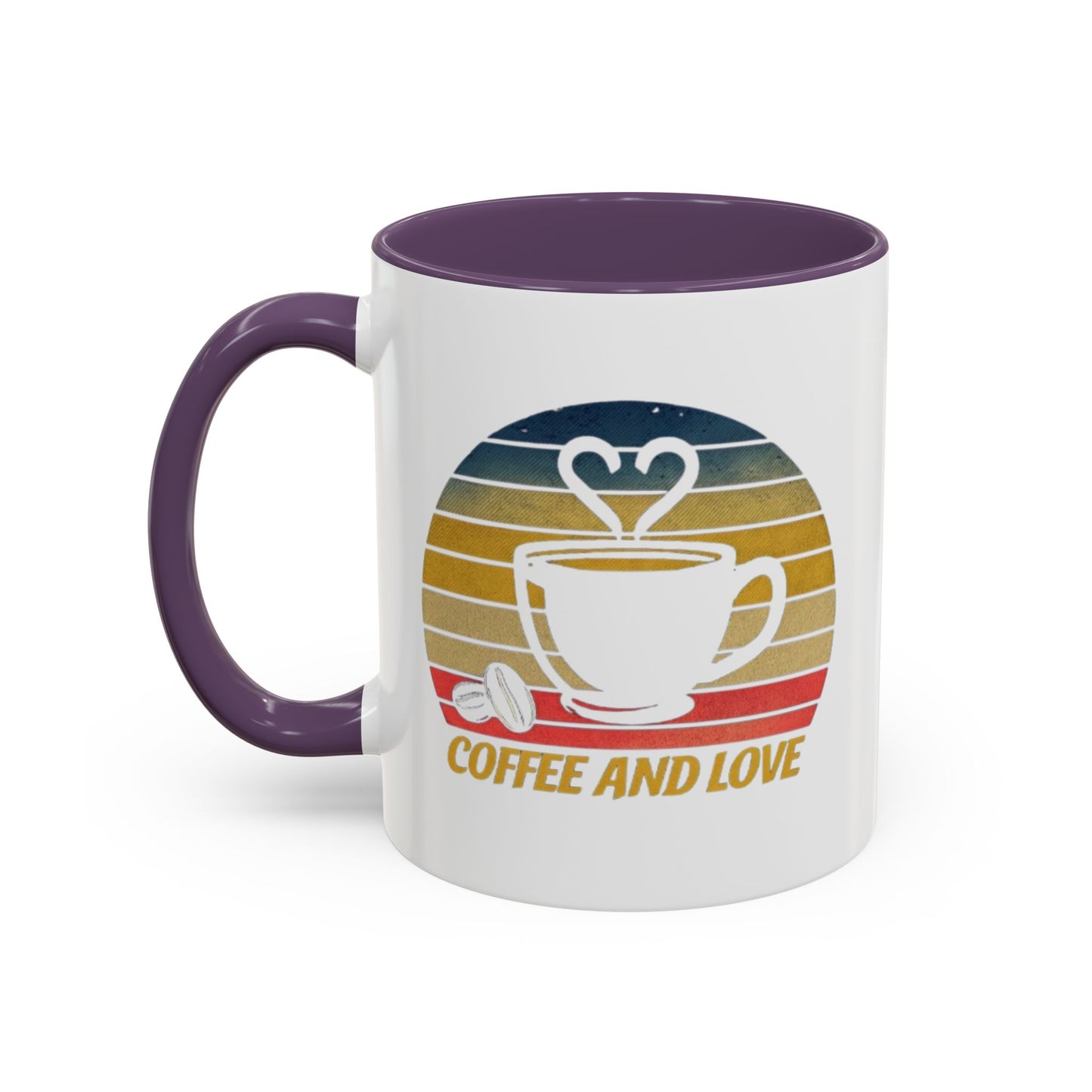 Retro Coffee and Love Mug - 11 or 15oz Accent Mug for Coffee Lovers