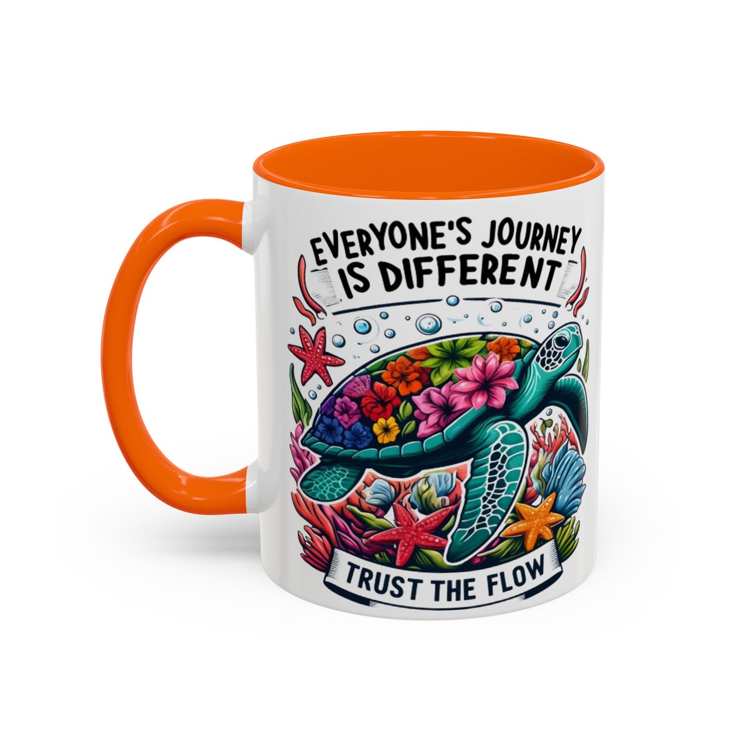 Colorful Inspirational Coffee Mug, Ocean Theme Mug, Motivational Drinkware, Turtle Design, Gift for Nature Lovers