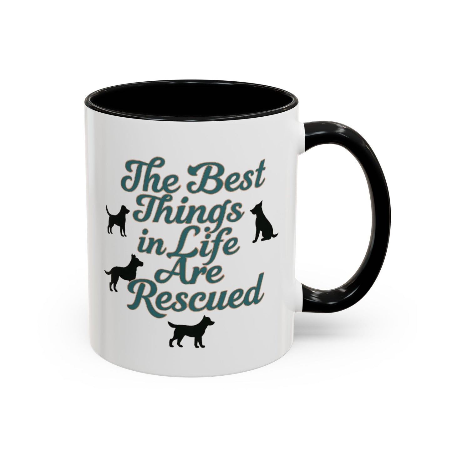 Rescue Dog Coffee Mug, Pet Lover Gift, Animal Adoption Mug, Inspirational Tea Cup, Dog Mom Mug, Black Handle Coffee Cup
