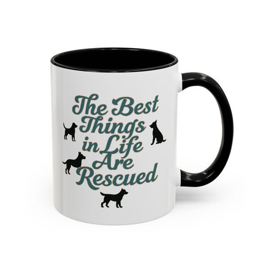 Rescue Dog Coffee Mug, Pet Lover Gift, Animal Adoption Mug, Inspirational Tea Cup, Dog Mom Mug, Black Handle Coffee Cup