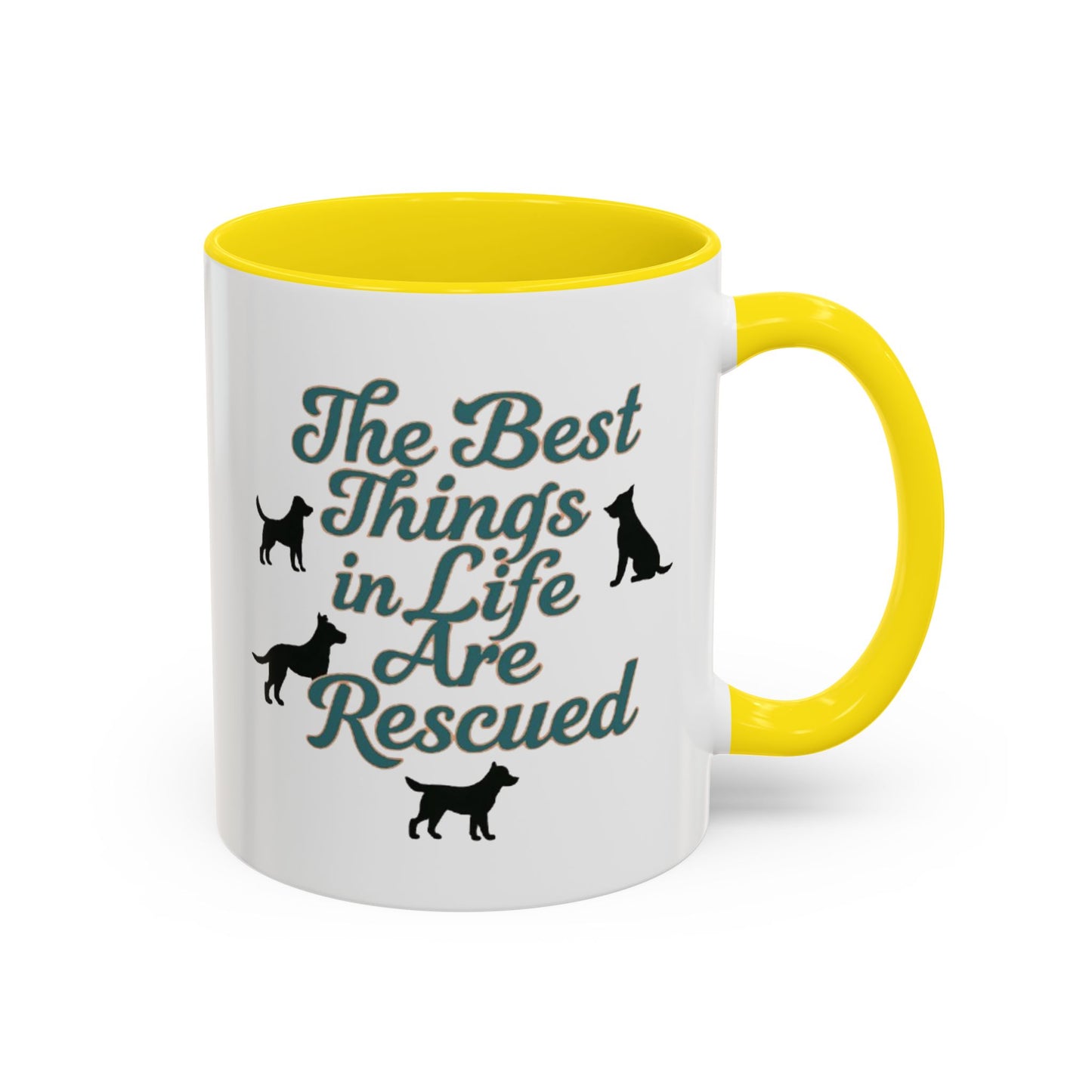 Rescue Dog Coffee Mug, Pet Lover Gift, Animal Adoption Mug, Inspirational Tea Cup, Dog Mom Mug, Black Handle Coffee Cup