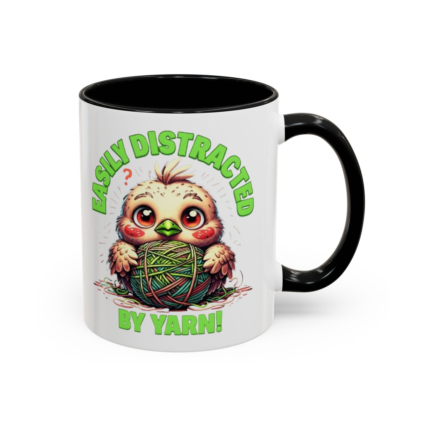 Easily Distracted Yarn Coffee Mug | Cute Animal Mug, Funny Gift for Knitters, Coffee Lover Gift, Unique Mugs for Crafters, Yarn Lover's Mug