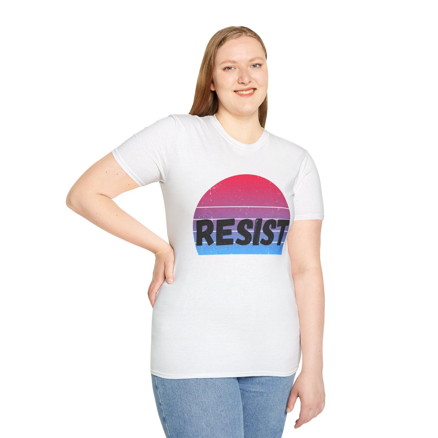 Retro Resist Unisex Softstyle T-Shirt - Bold Graphic Tee for Activists