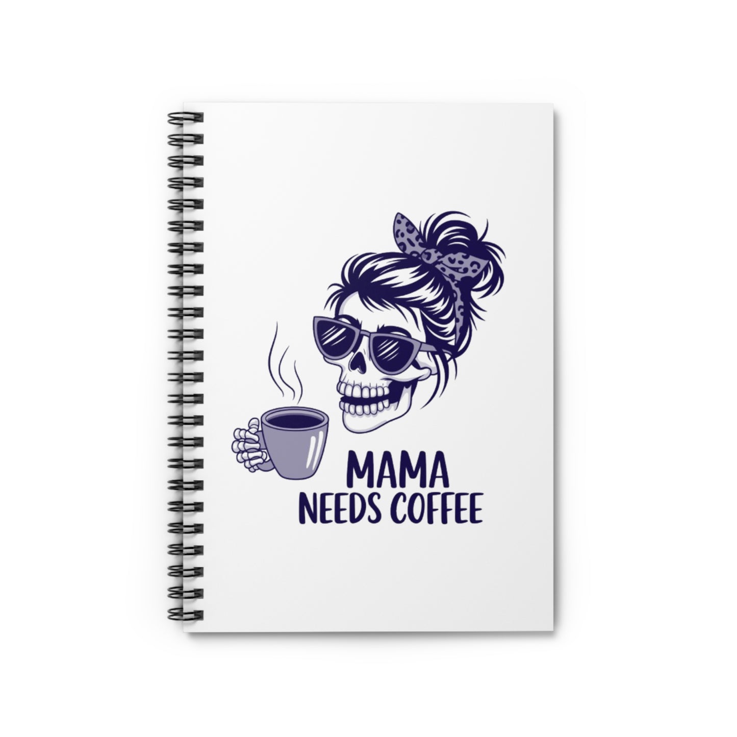 Cute Skull Coffee Lover Spiral Notebook | Mom Gift | Cute Journal for Coffee Lovers | Writing Journal | Gifts for Her