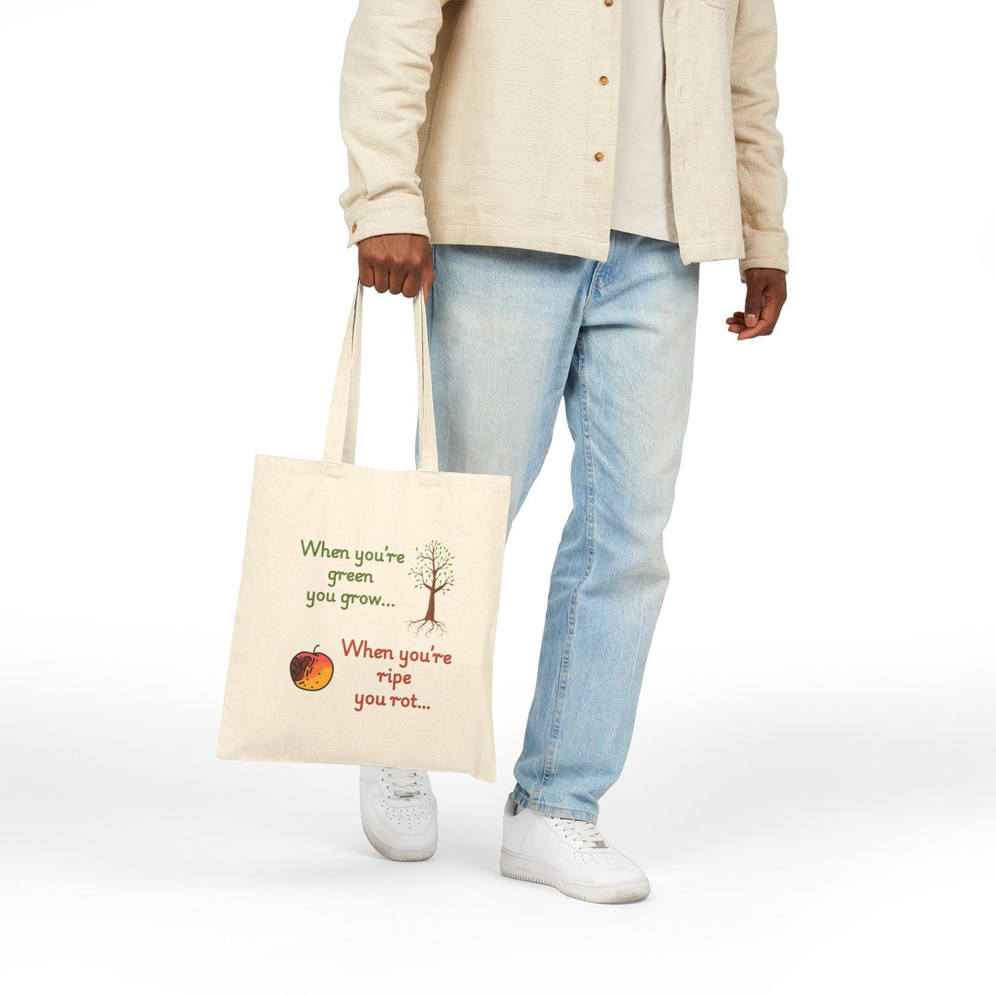 Inspirational Quote Cotton Canvas Tote Bag, Sustainable Shopping Bag, Eco-Friendly Tote, Gift for Nature Lovers, Motivational Quote Tote