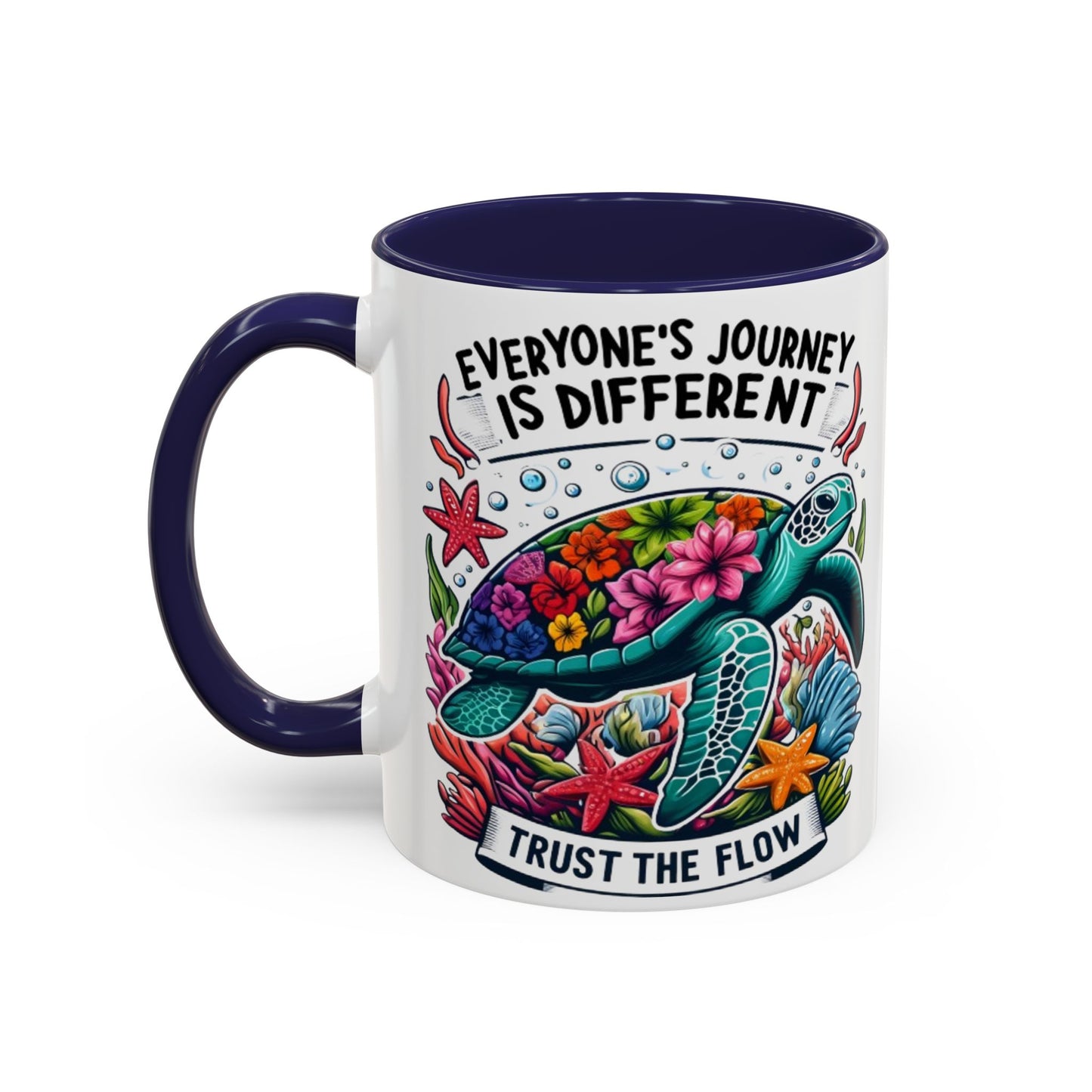 Colorful Inspirational Coffee Mug, Ocean Theme Mug, Motivational Drinkware, Turtle Design, Gift for Nature Lovers