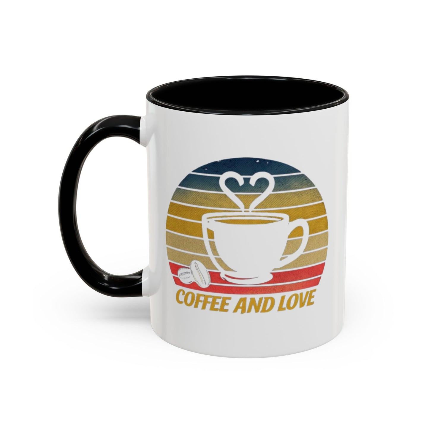 Retro Coffee and Love Mug - 11 or 15oz Accent Mug for Coffee Lovers