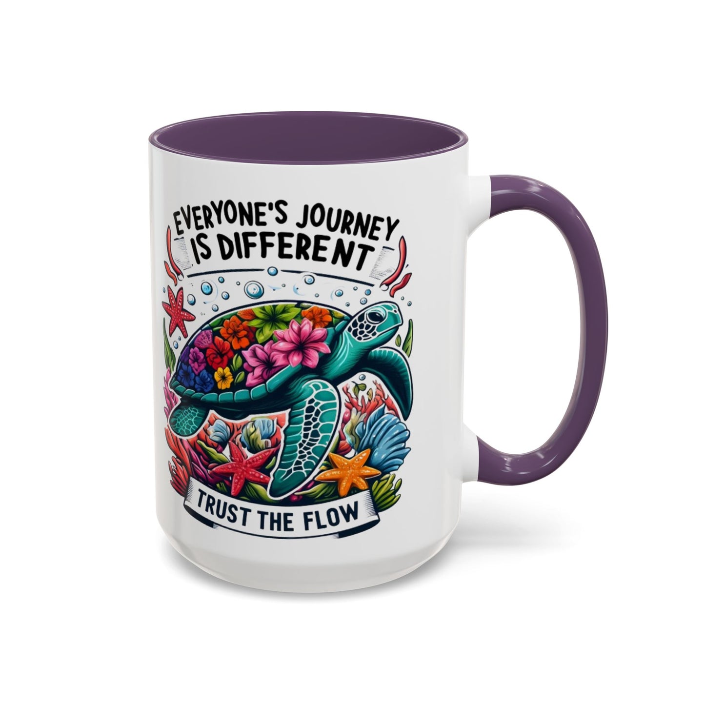 Colorful Inspirational Coffee Mug, Ocean Theme Mug, Motivational Drinkware, Turtle Design, Gift for Nature Lovers
