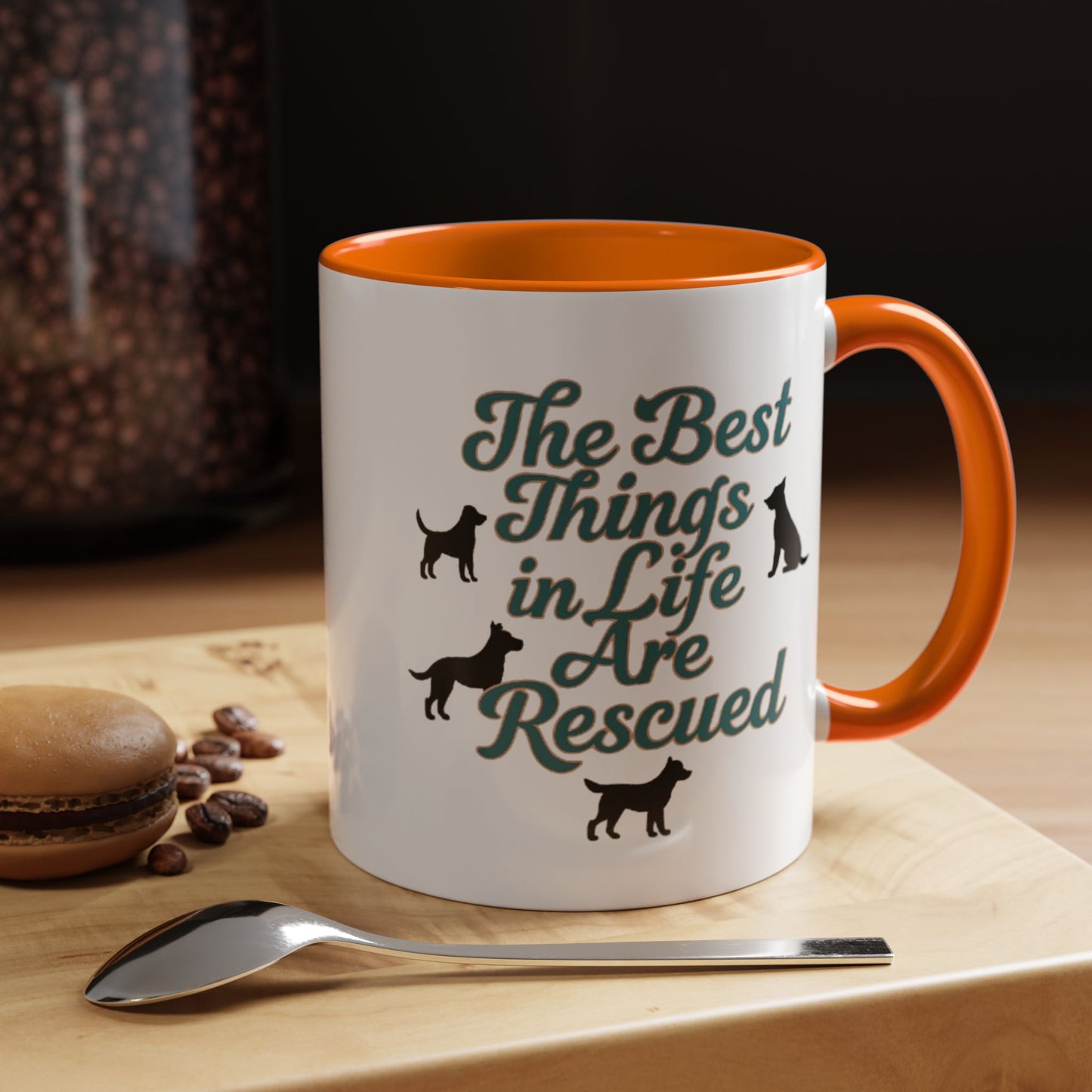 Rescue Dog Coffee Mug, Pet Lover Gift, Animal Adoption Mug, Inspirational Tea Cup, Dog Mom Mug, Black Handle Coffee Cup