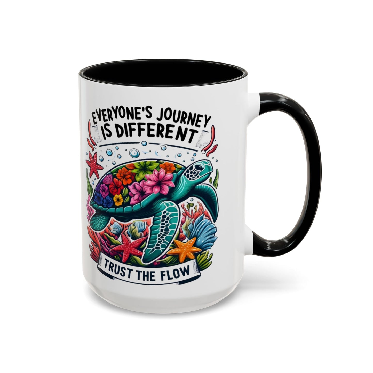Colorful Inspirational Coffee Mug, Ocean Theme Mug, Motivational Drinkware, Turtle Design, Gift for Nature Lovers