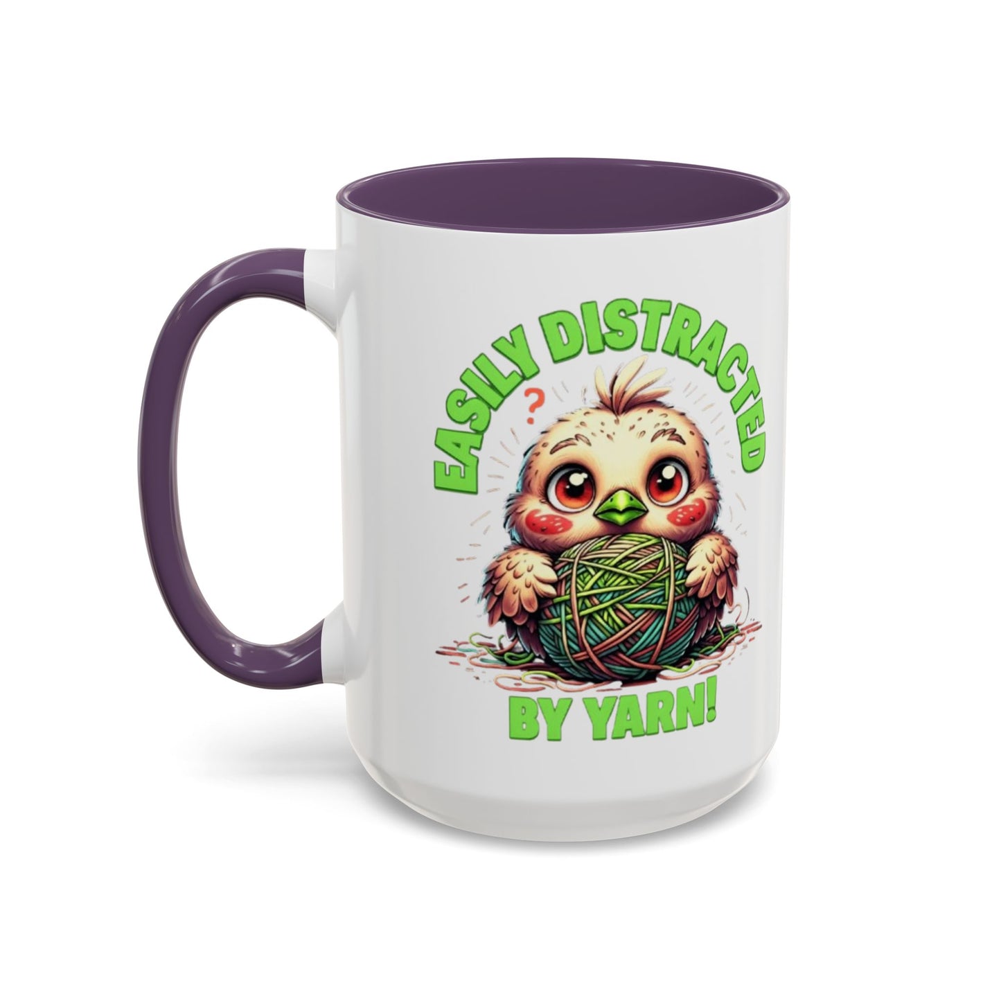 Easily Distracted Yarn Coffee Mug | Cute Animal Mug, Funny Gift for Knitters, Coffee Lover Gift, Unique Mugs for Crafters, Yarn Lover's Mug