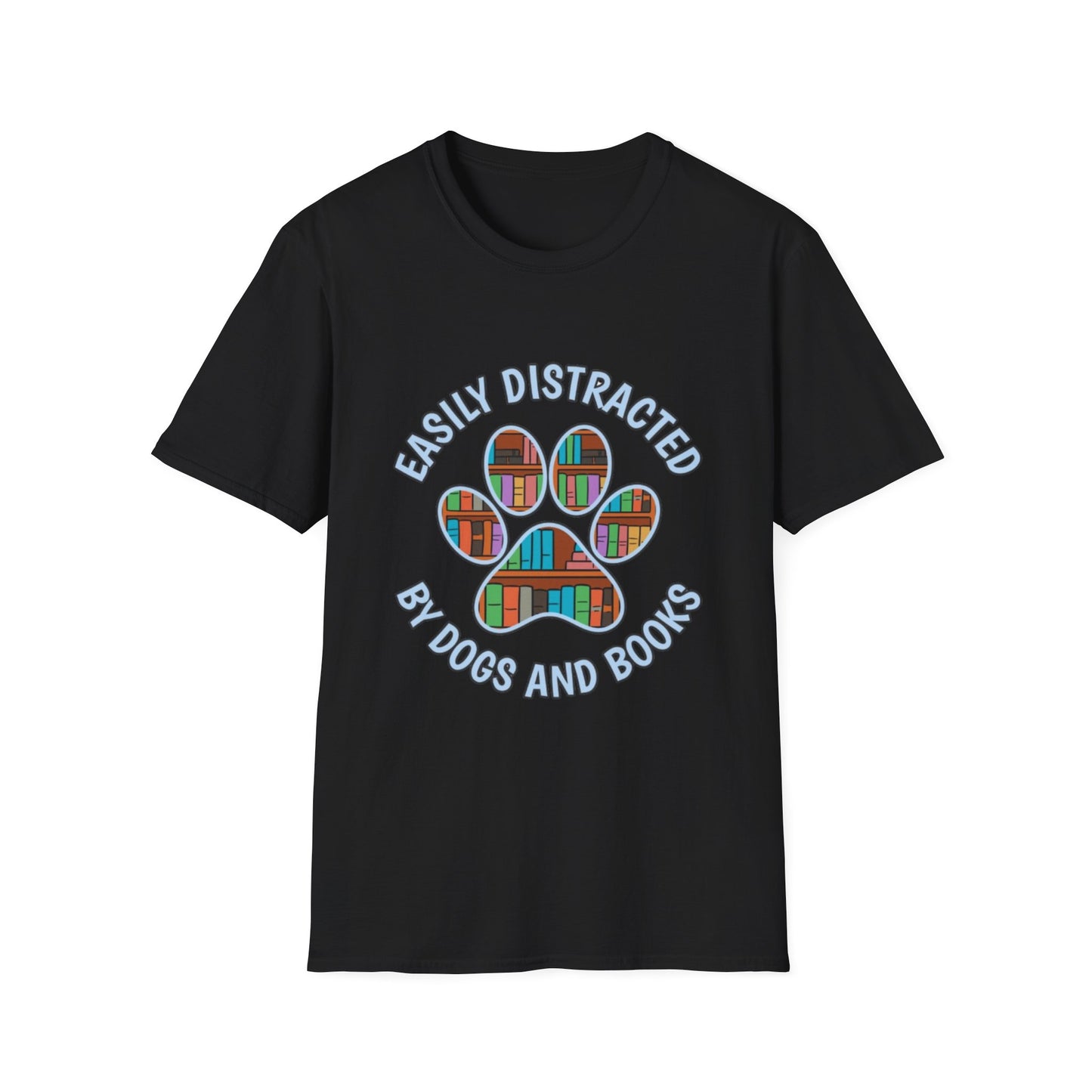 Easily Distracted by Dogs and Books T-Shirt | Unisex Softstyle Tee for Book Lovers, Dog Owners, Pet Lovers, Gifts for Readers, Cute [...]