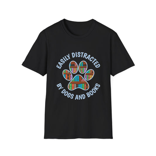 Easily Distracted by Dogs and Books T-Shirt | Unisex Softstyle Tee for Book Lovers, Dog Owners, Pet Lovers, Gifts for Readers, Cute [...]