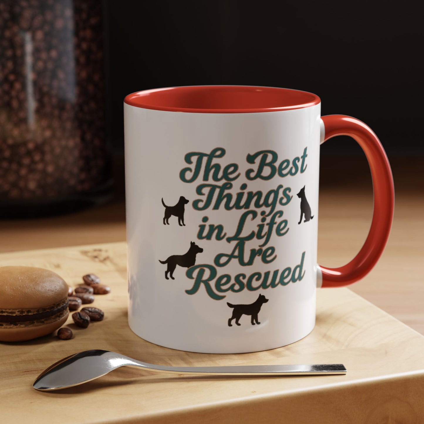 Rescue Dog Coffee Mug, Pet Lover Gift, Animal Adoption Mug, Inspirational Tea Cup, Dog Mom Mug, Black Handle Coffee Cup
