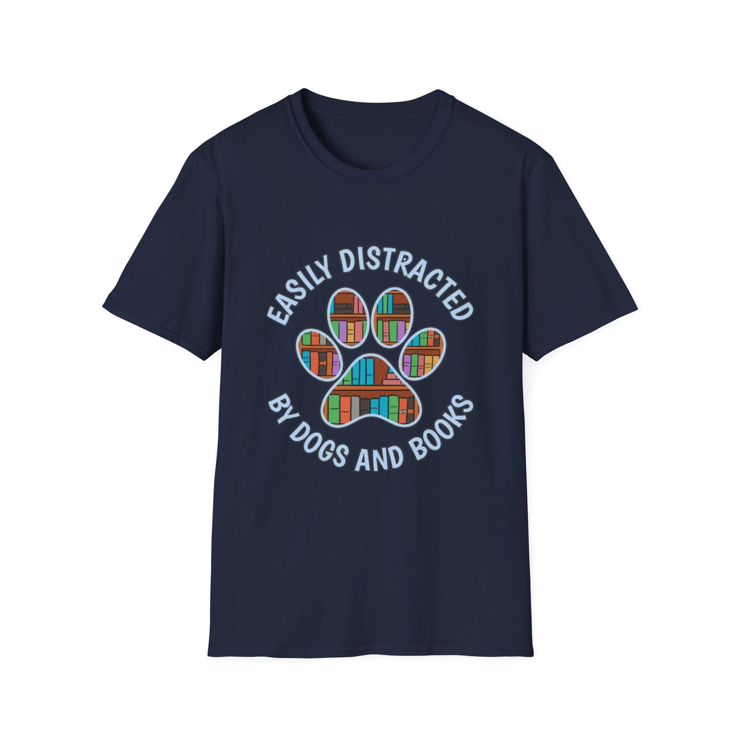 Easily Distracted by Dogs and Books T-Shirt | Unisex Softstyle Tee for Book Lovers, Dog Owners, Pet Lovers, Gifts for Readers, Cute [...]
