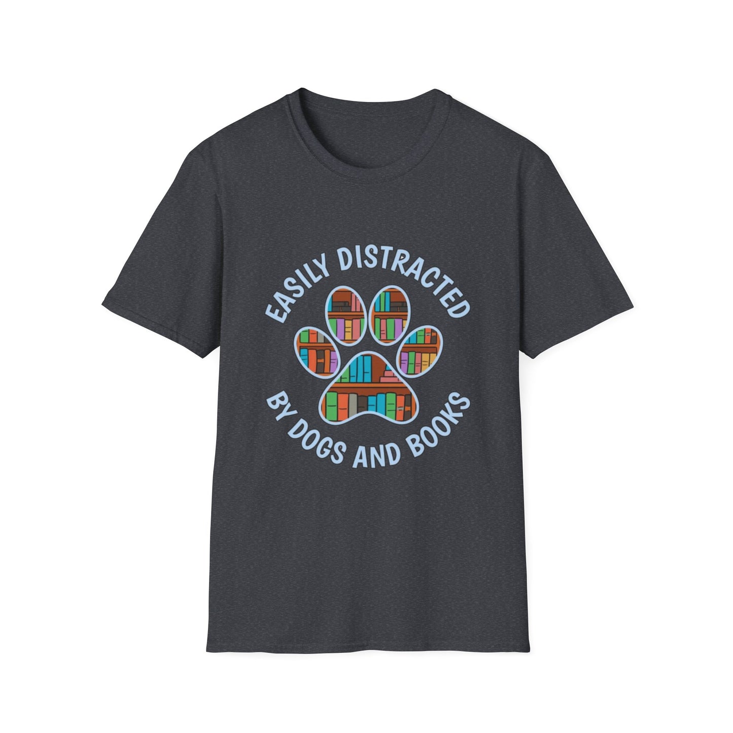 Easily Distracted by Dogs and Books T-Shirt | Unisex Softstyle Tee for Book Lovers, Dog Owners, Pet Lovers, Gifts for Readers, Cute [...]
