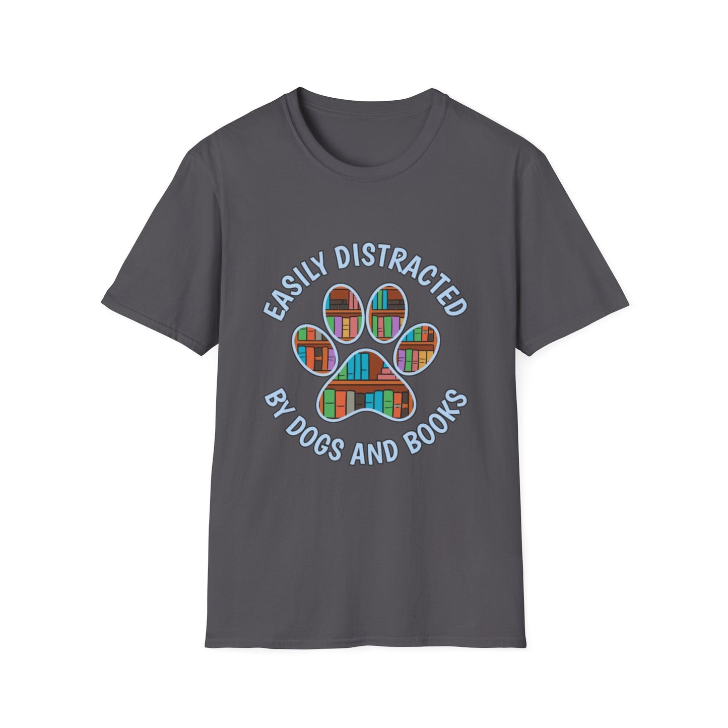 Easily Distracted by Dogs and Books T-Shirt | Unisex Softstyle Tee for Book Lovers, Dog Owners, Pet Lovers, Gifts for Readers, Cute [...]