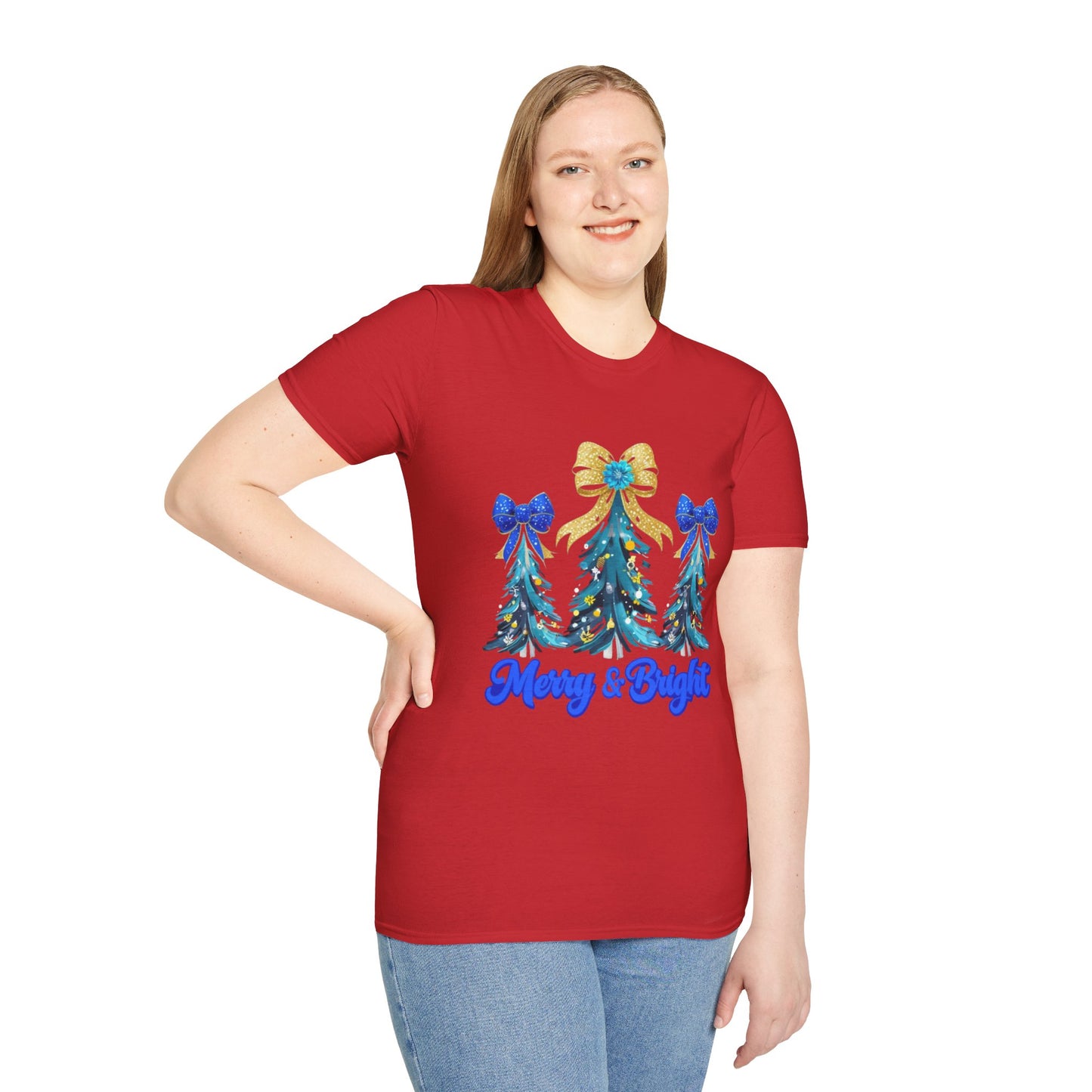 Merry & Bright Christmas T-Shirt, Unisex Holiday Tee, Festive Apparel, Christmas Party Shirt, Gift for Him or Her