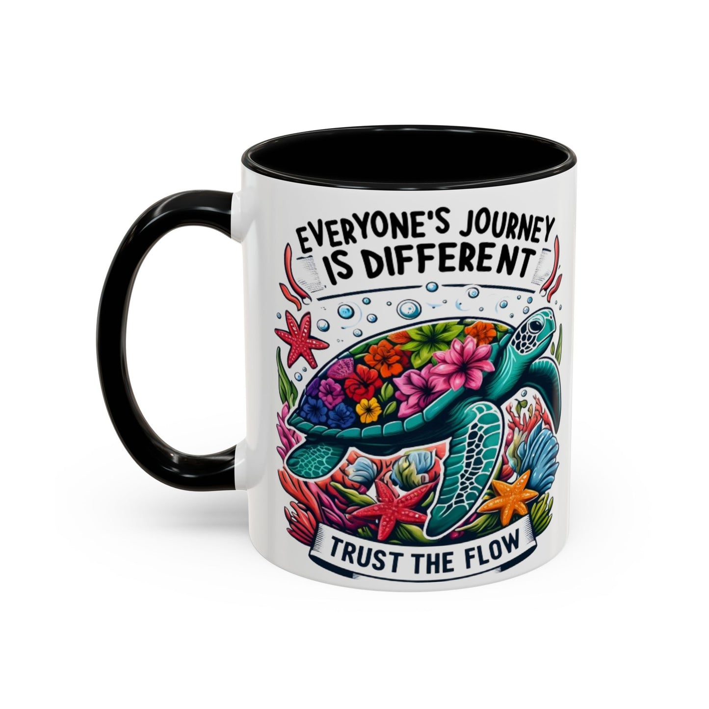 Colorful Inspirational Coffee Mug, Ocean Theme Mug, Motivational Drinkware, Turtle Design, Gift for Nature Lovers