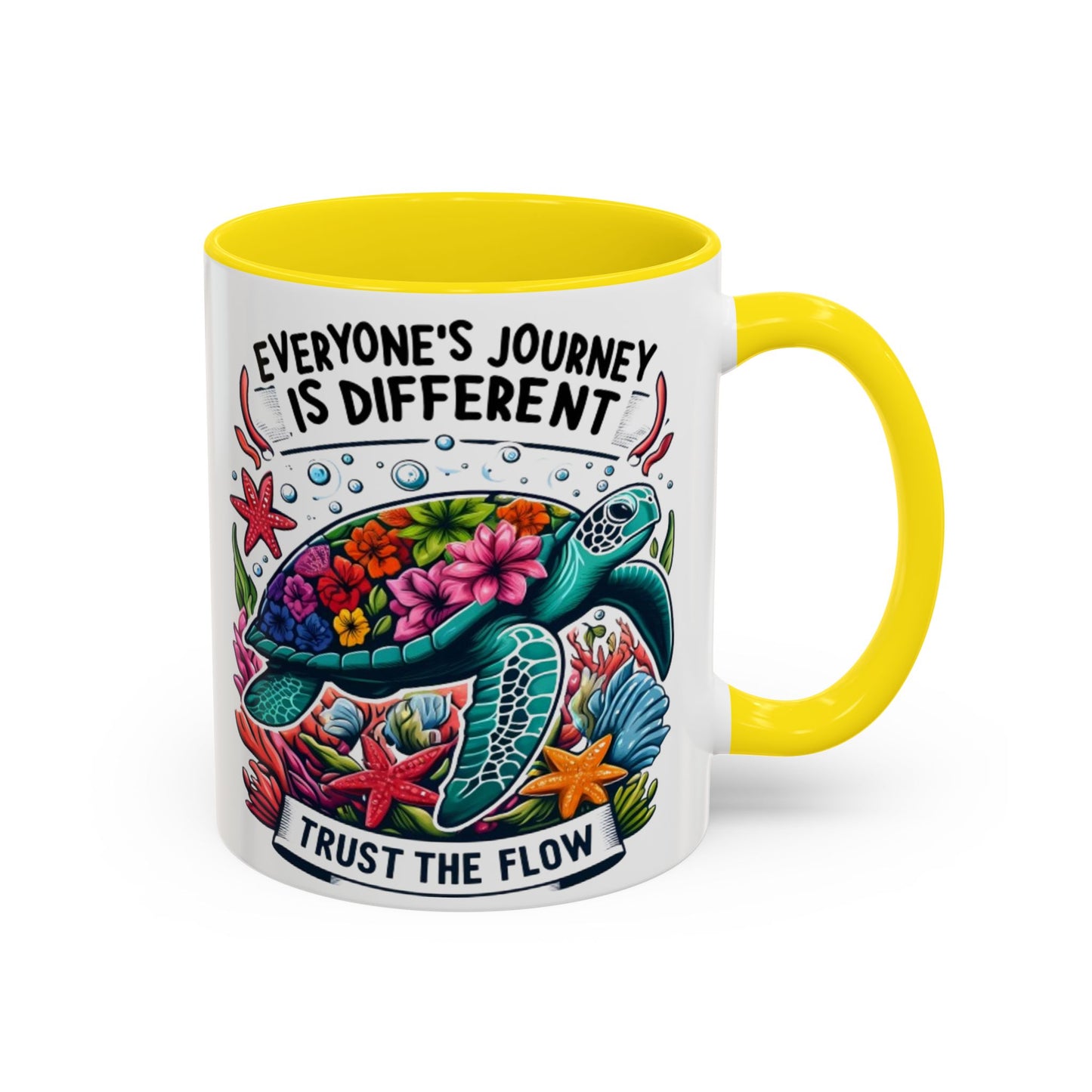 Colorful Inspirational Coffee Mug, Ocean Theme Mug, Motivational Drinkware, Turtle Design, Gift for Nature Lovers