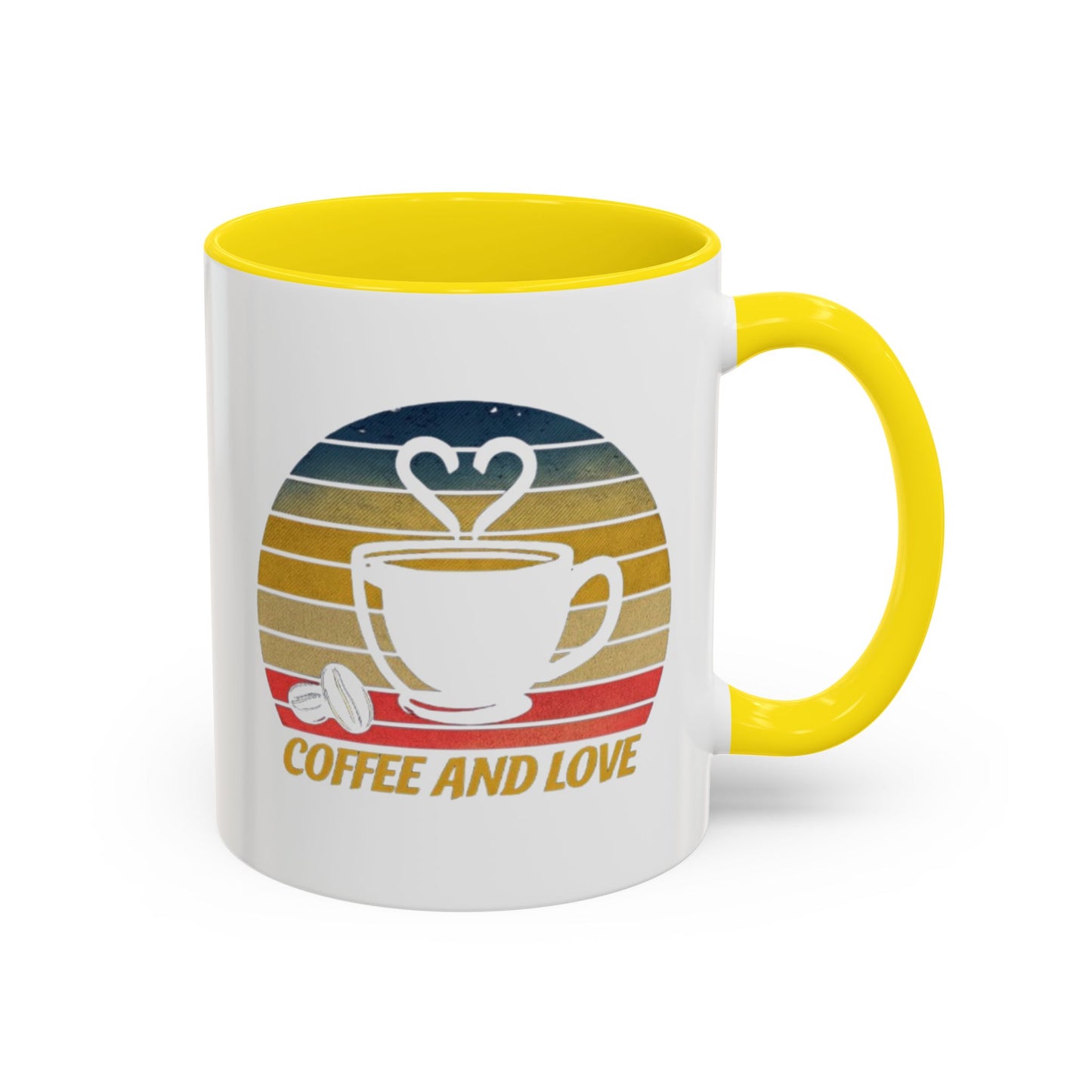 Retro Coffee and Love Mug - 11 or 15oz Accent Mug for Coffee Lovers
