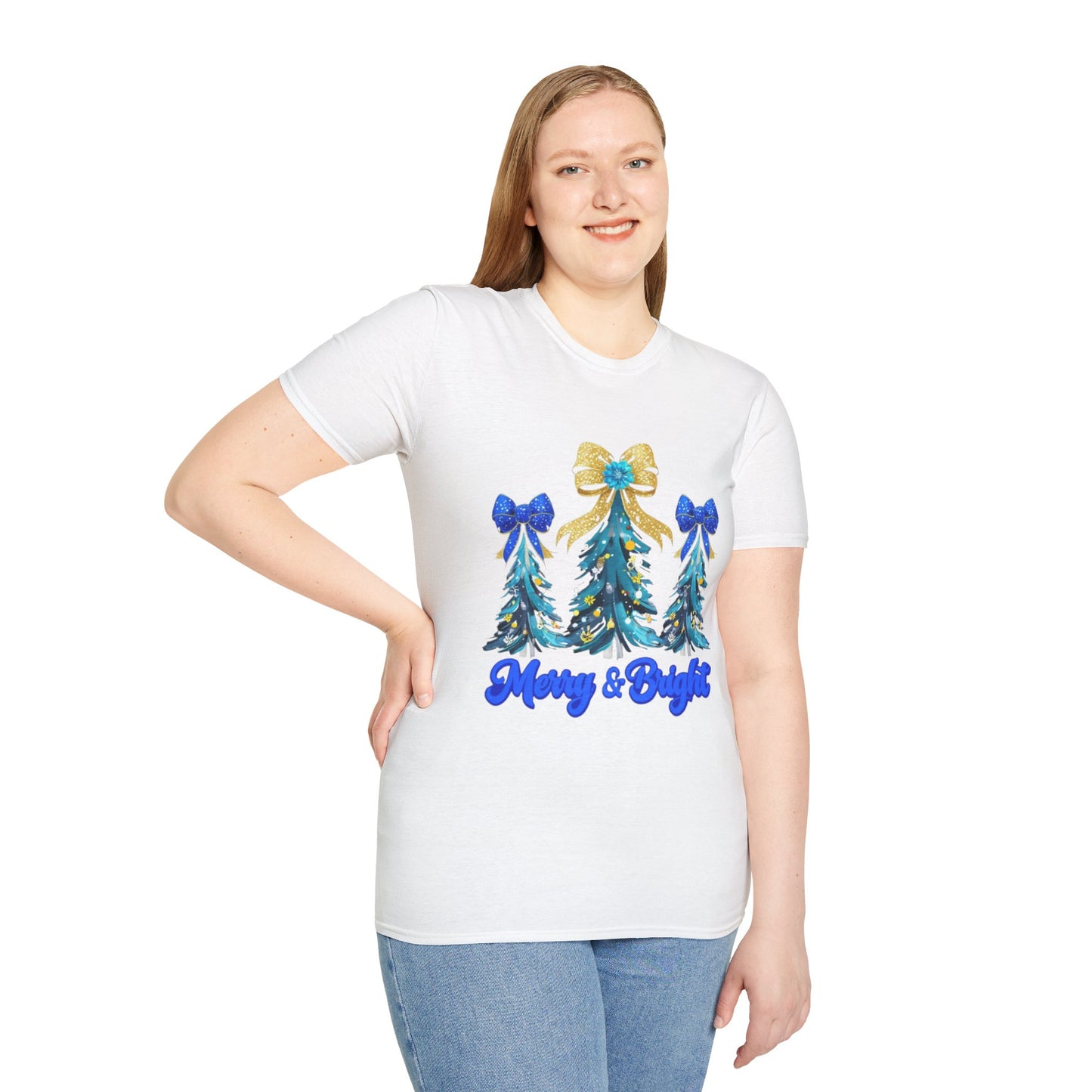 Merry & Bright Christmas T-Shirt, Unisex Holiday Tee, Festive Apparel, Christmas Party Shirt, Gift for Him or Her