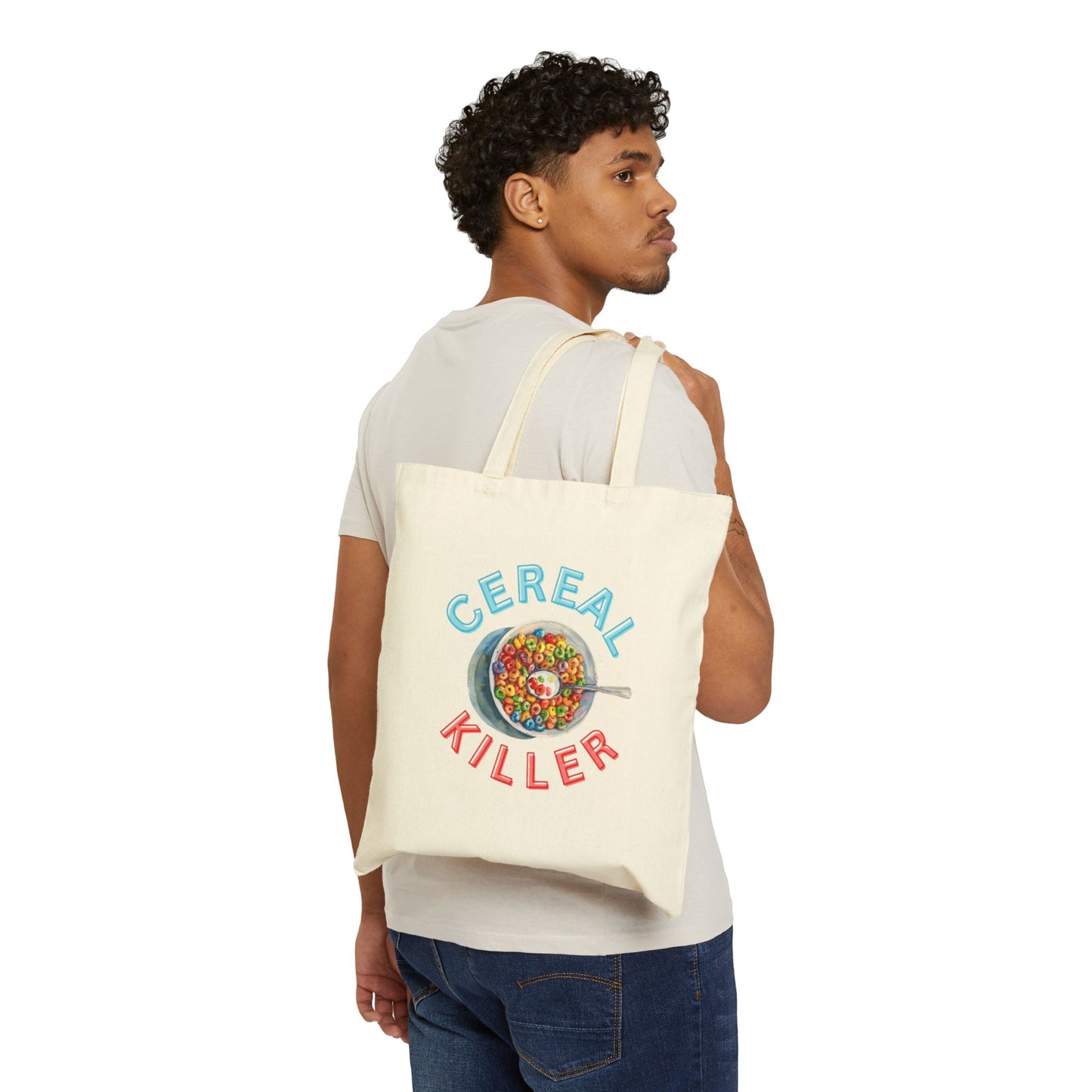 Cereal Killer Tote Bag - Fun Cotton Canvas Bag for Grocery, Beach, Reusable Shopping, Gift for Foodies, Casual Style