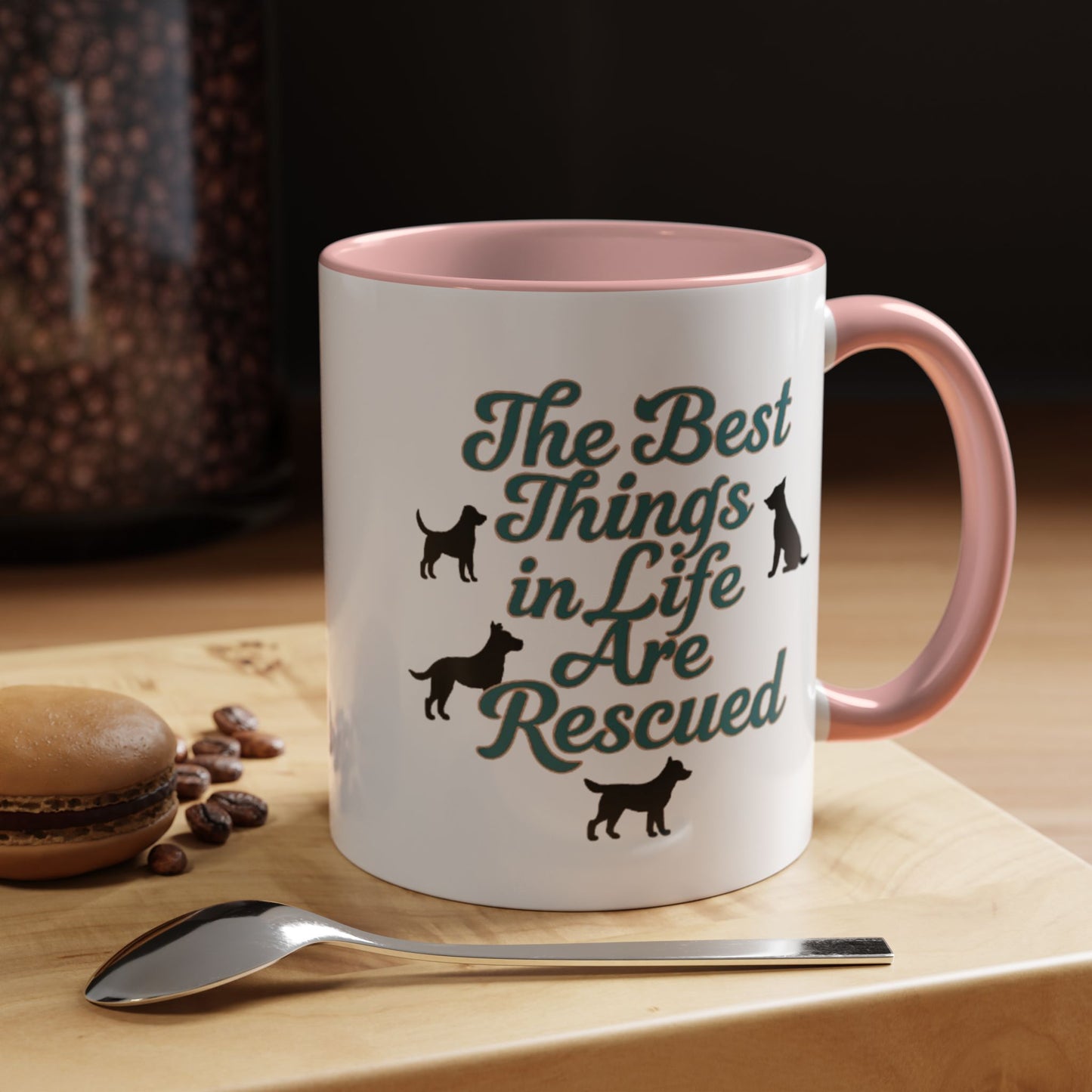 Rescue Dog Coffee Mug, Pet Lover Gift, Animal Adoption Mug, Inspirational Tea Cup, Dog Mom Mug, Black Handle Coffee Cup