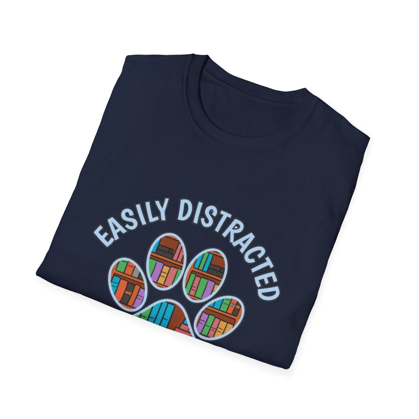 Easily Distracted by Dogs and Books T-Shirt | Unisex Softstyle Tee for Book Lovers, Dog Owners, Pet Lovers, Gifts for Readers, Cute [...]