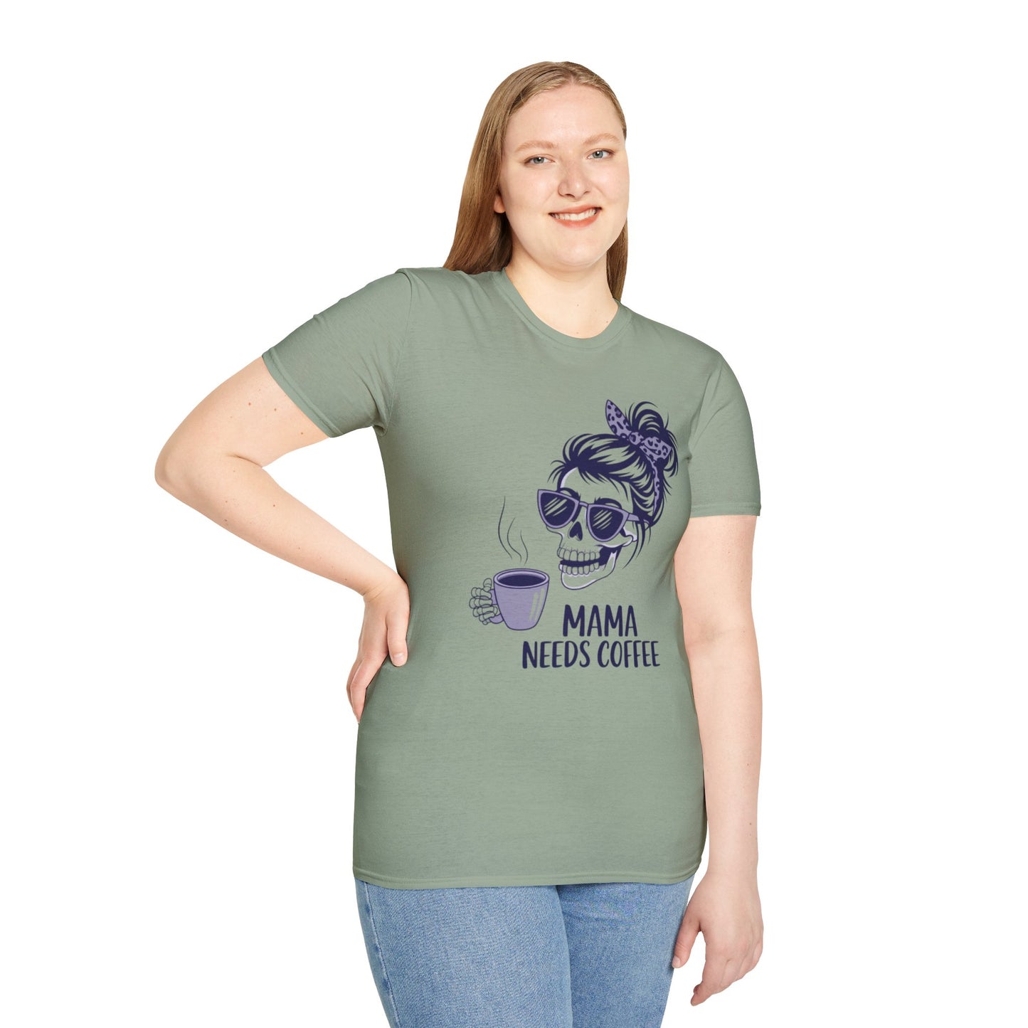 Mama Needs Coffee Unisex Softstyle T-Shirt - Fun Casual Tee for Coffee Lovers