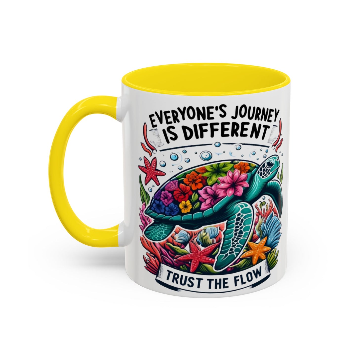 Colorful Inspirational Coffee Mug, Ocean Theme Mug, Motivational Drinkware, Turtle Design, Gift for Nature Lovers